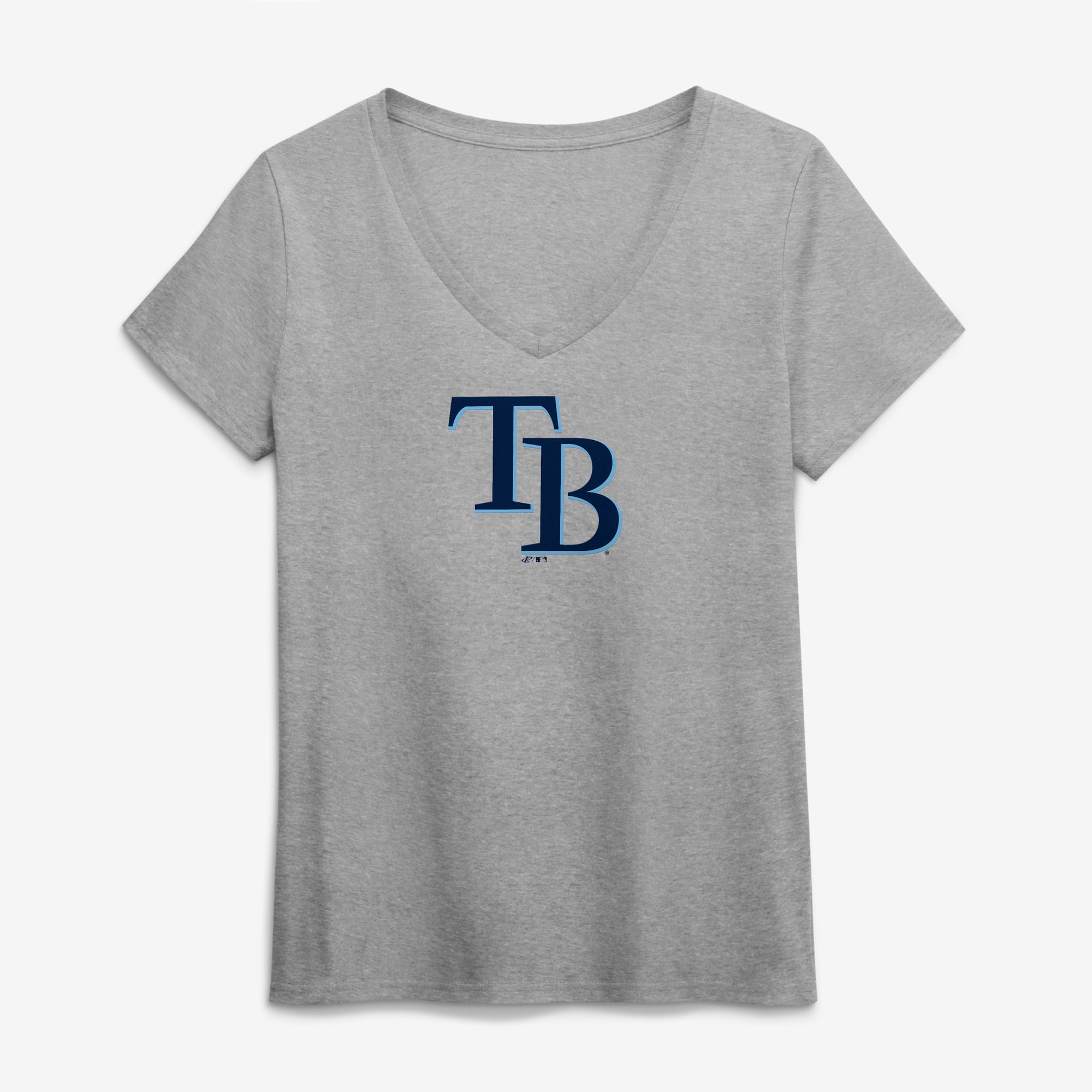 Women's Logo Athletic  Gray Tampa Bay Rays Official Logo Athletic V-Neck T-Shirt
