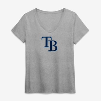 Women's Logo Athletic  Gray Tampa Bay Rays Official Logo Athletic V-Neck T-Shirt