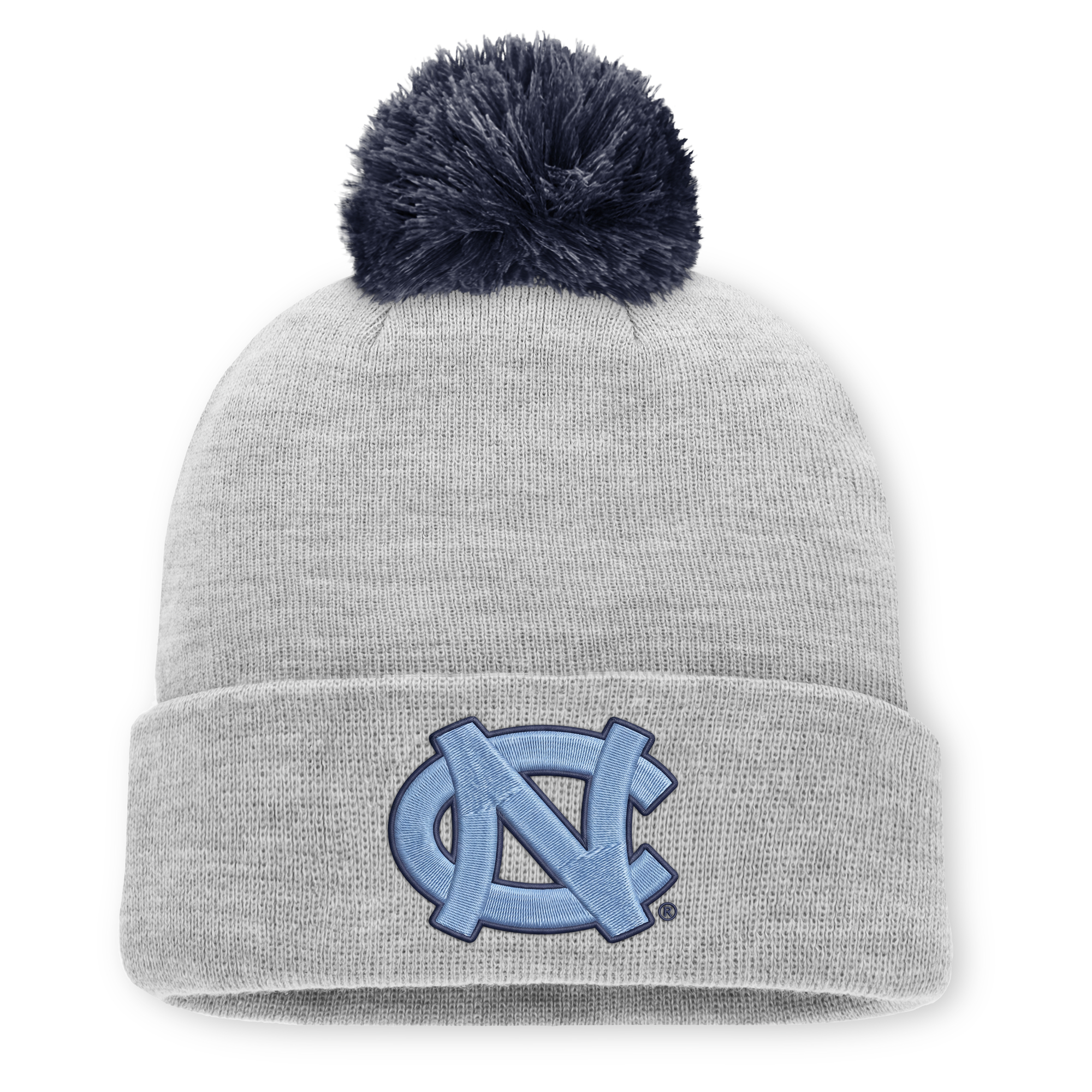 Unisex Jordan Brand Heather Gray North Carolina Tar Heels Primetime Script Cuffed Knit Hat with Pom