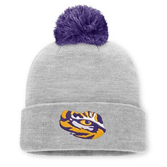 Unisex Nike Heather Gray LSU Tigers Primetime Script Cuffed Knit Hat with Pom