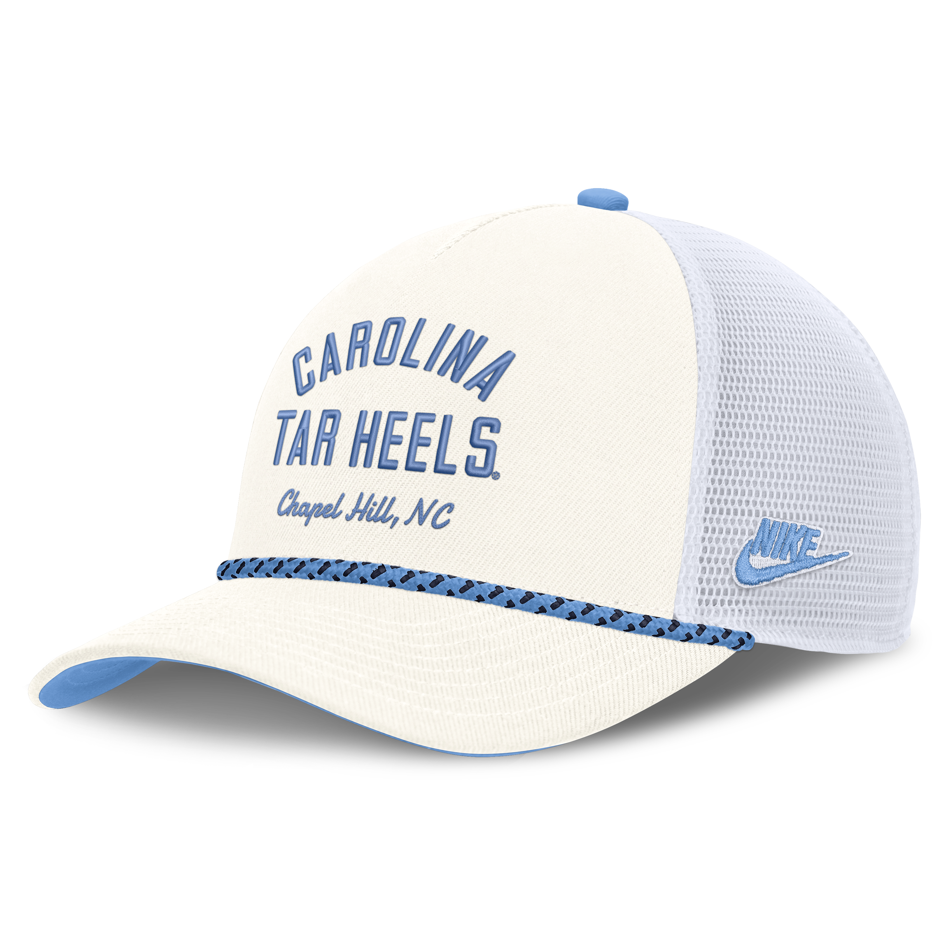 Unisex Nike White North Carolina Tar Heels Mascot Rope Trucker Adjustable Hat
