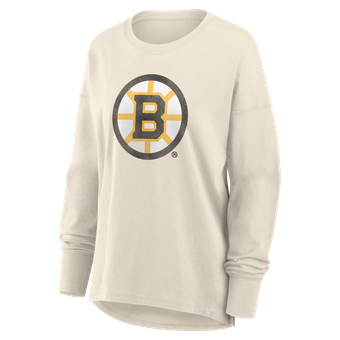 Women's Fanatics Cream Boston Bruins Distressed Logo Long Sleeve T-Shirt