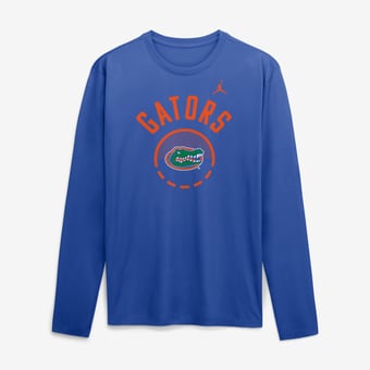 Men's Jordan Brand Royal Florida Gators 2026 Courtside Basketball Shootaround Legend Dri-FIT Long Sleeve T-Shirt