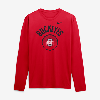 Men's Nike Scarlet Ohio State Buckeyes 2026 Courtside Basketball Shootaround Legend Dri-FIT Long Sleeve T-Shirt