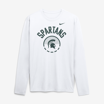 Men's Nike White Michigan State Spartans 2026 Courtside Basketball Shootaround Legend Dri-FIT Long Sleeve T-Shirt