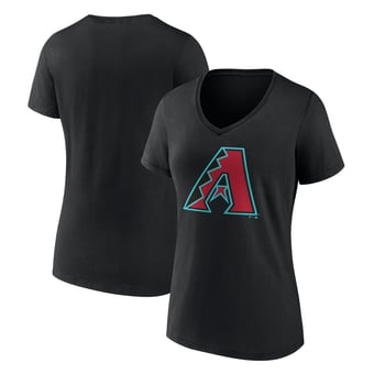 Women's Logo Athletic  Black Arizona Diamondbacks Official Logo Athletic V-Neck T-Shirt