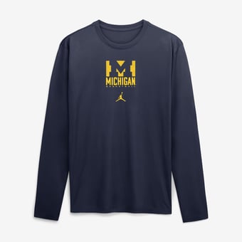 Men's Jordan Brand  Navy Michigan Wolverines Courtside Legend Dri-FIT Long Sleeve T-Shirt