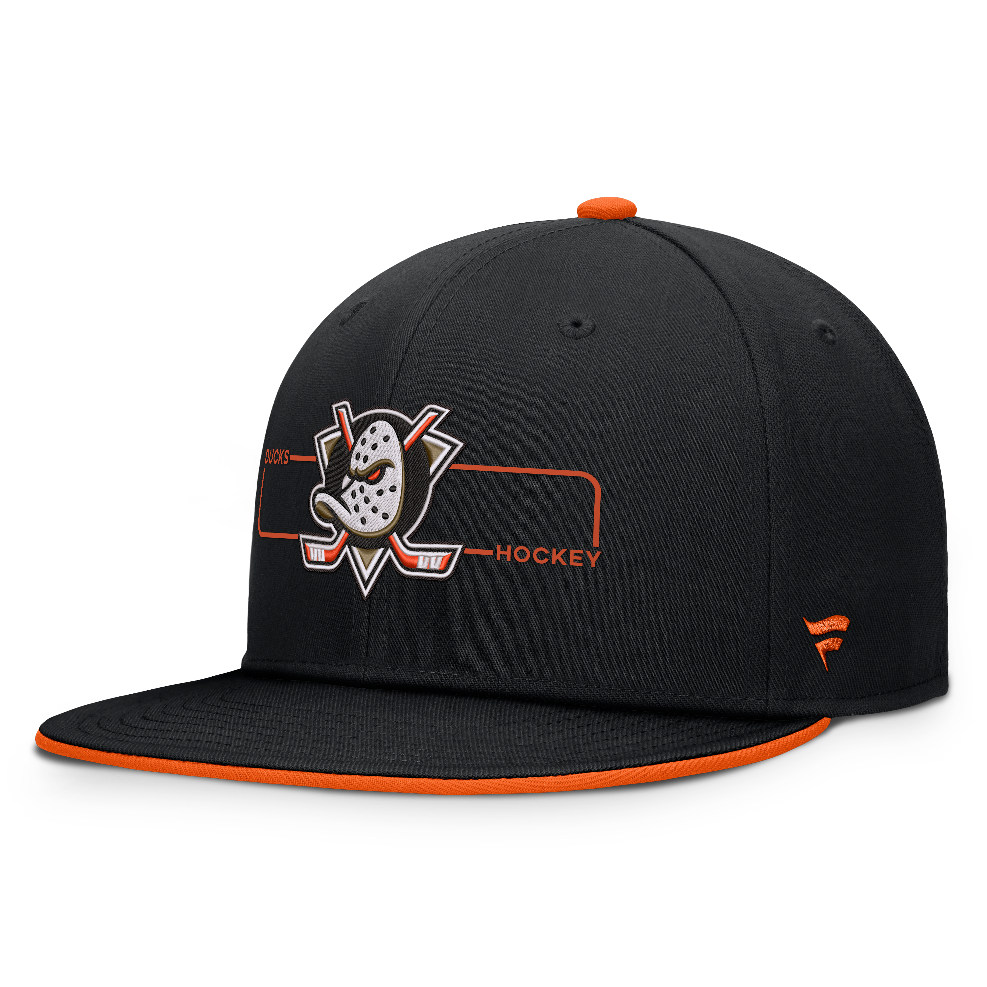 Men's Fanatics Black/Orange Anaheim Ducks Authentic Pro Rink Snapback Hat