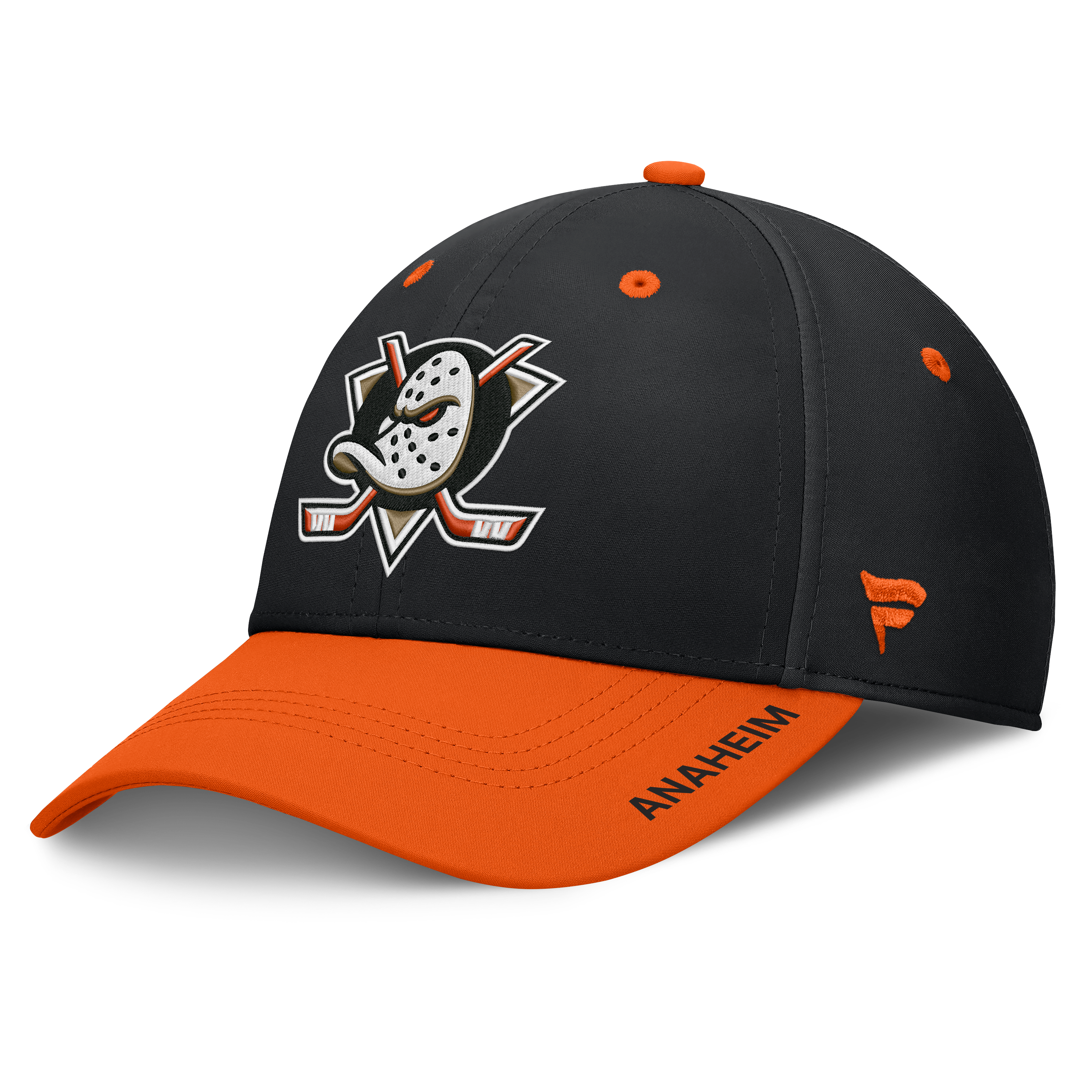 Men's Fanatics Black/Orange Anaheim Ducks Authentic Pro Rink Stretch Hat