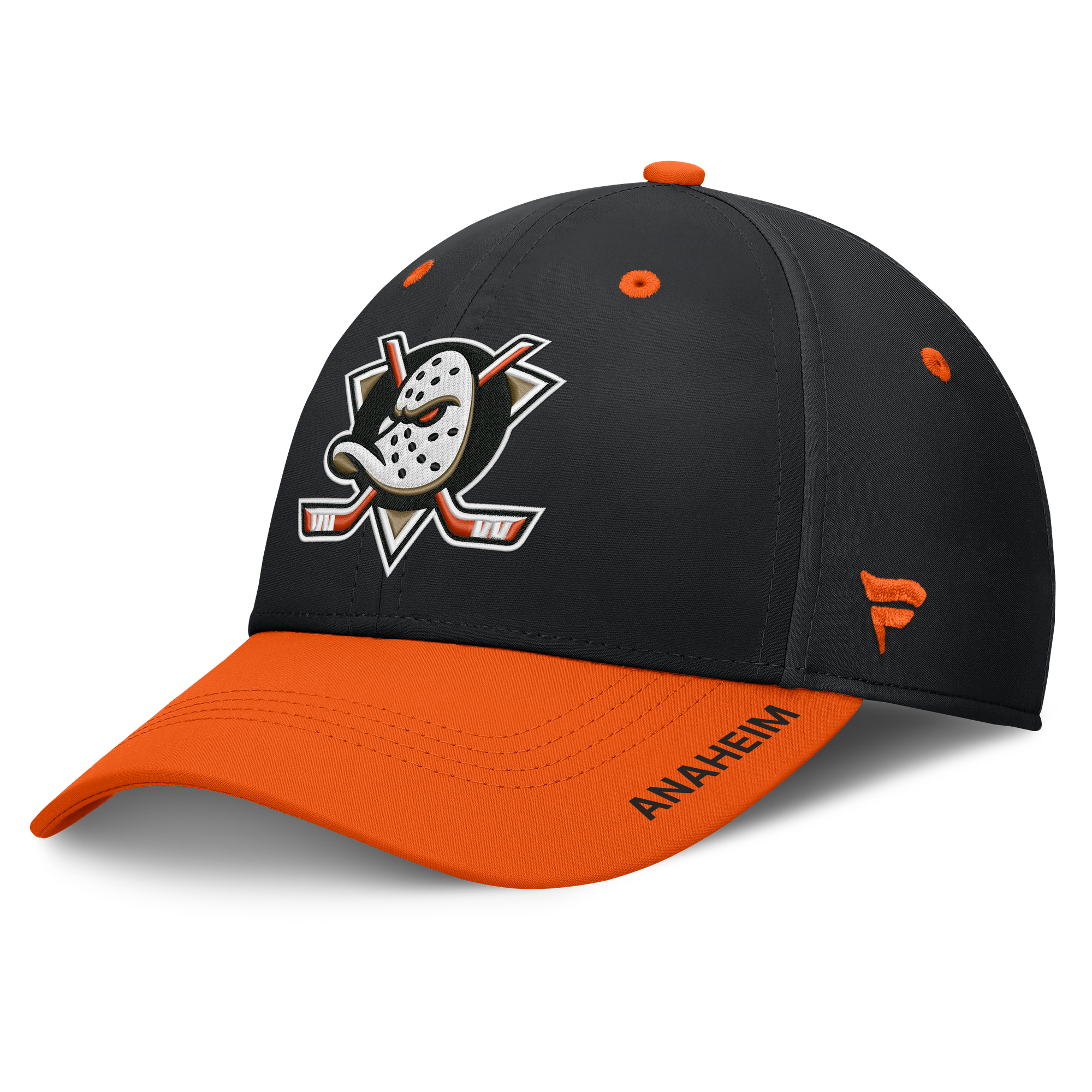 Men's Fanatics Black/Orange Anaheim Ducks Authentic Pro Rink Stretch Hat