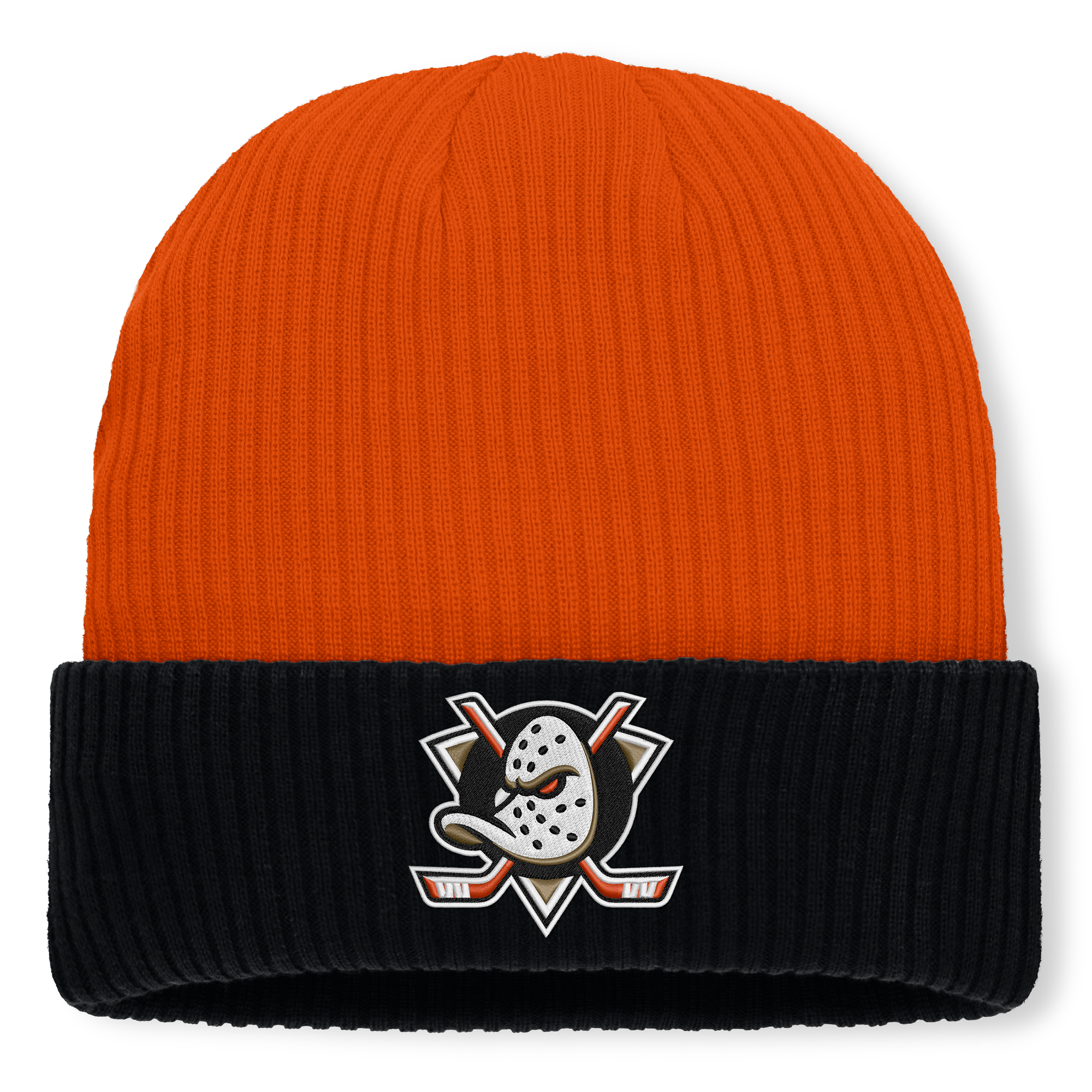 Men's Fanatics Orange/Black Anaheim Ducks Authentic Pro Rink Cuffed Knit Hat