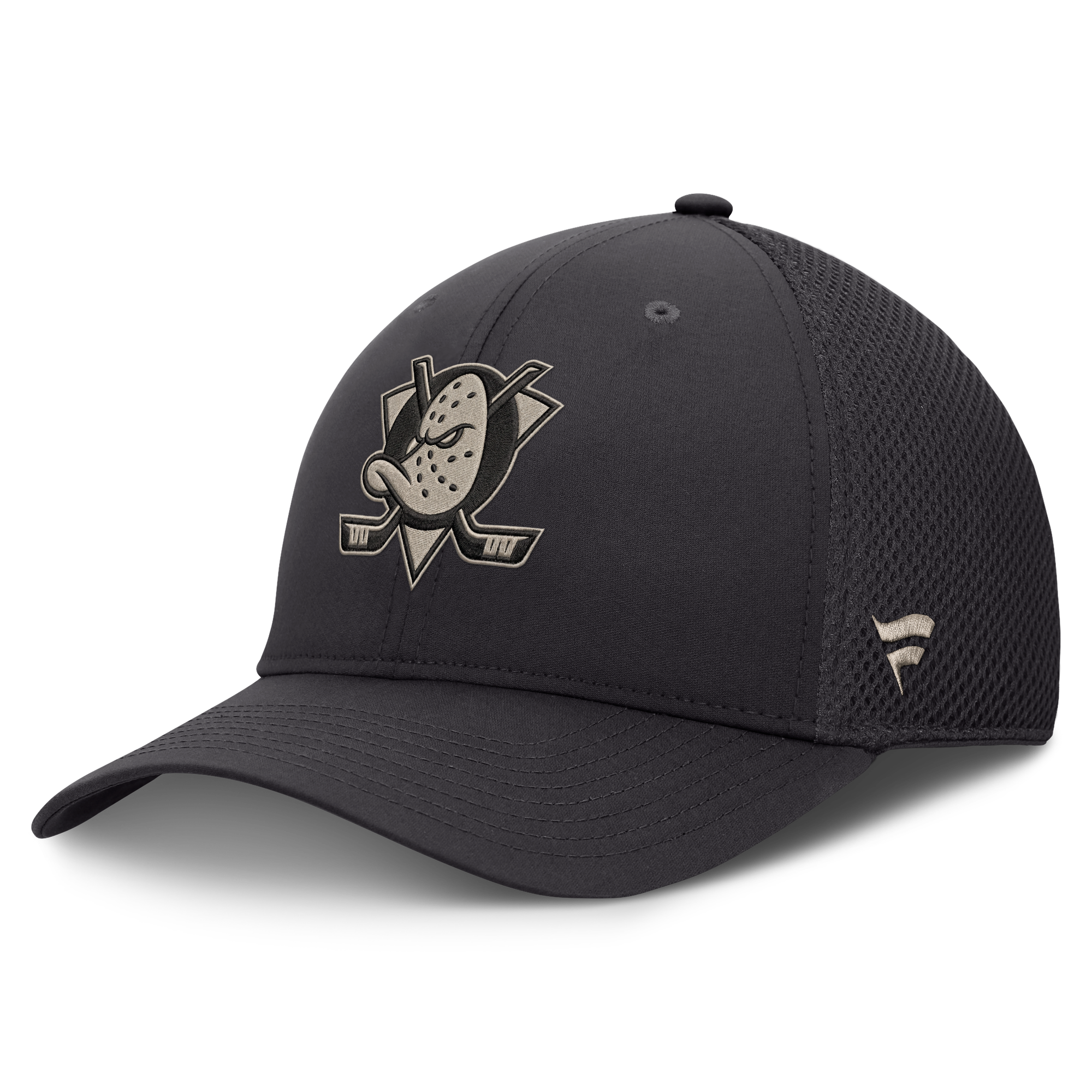 Men's Fanatics Charcoal Anaheim Ducks Road Meshback Stretch Hat