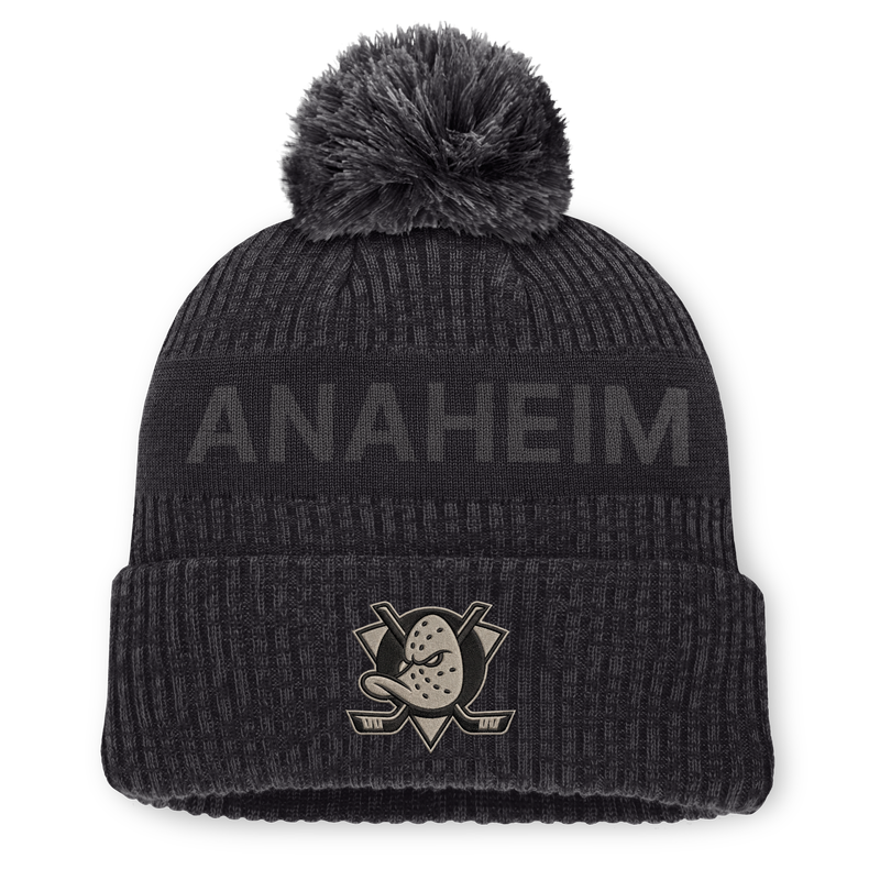 Men's Fanatics Charcoal Anaheim Ducks Road Phantom Cuffed Knit Hat with Pom