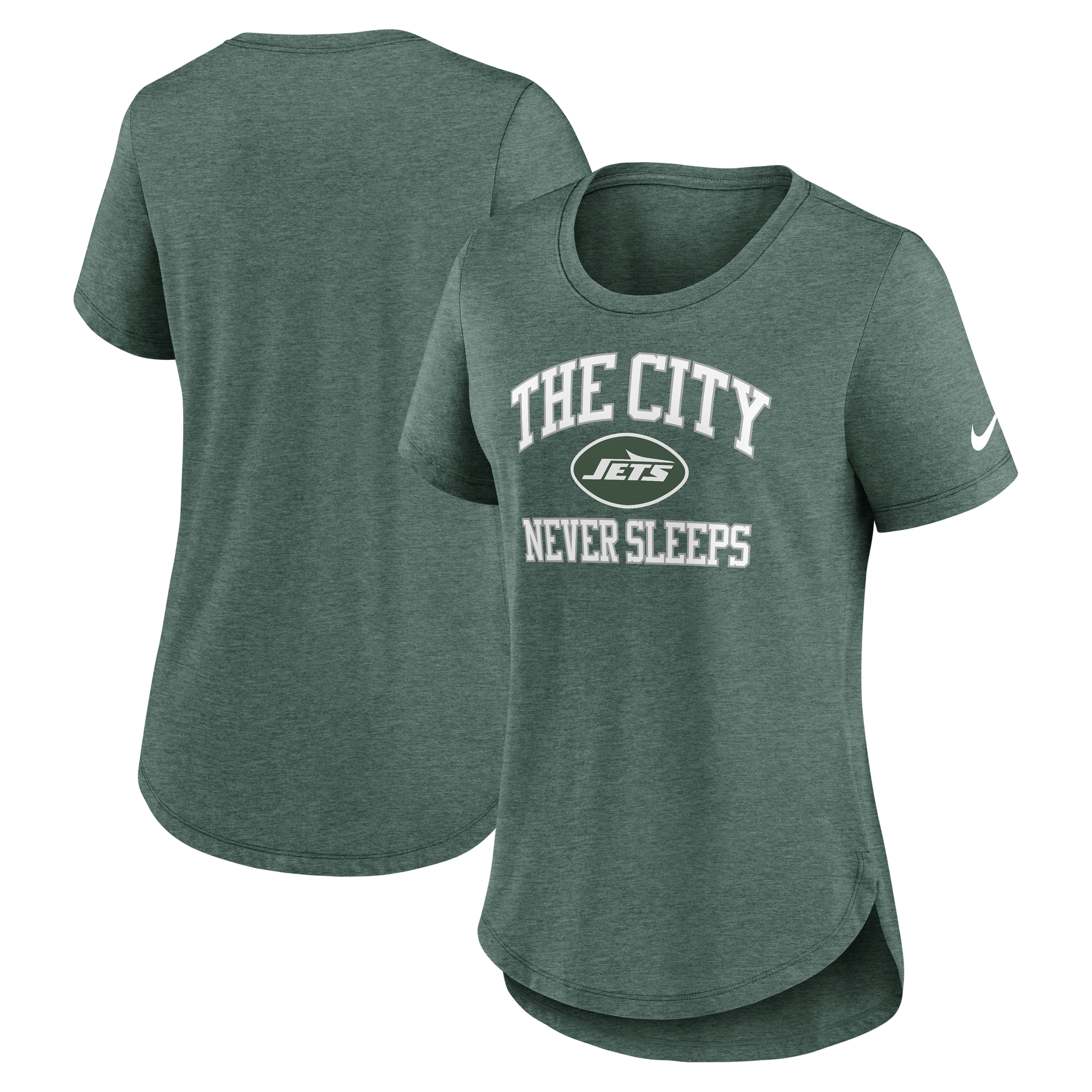Women's Nike Heather Green New York Jets The City Never Sleeps Tri-Blend T-Shirt