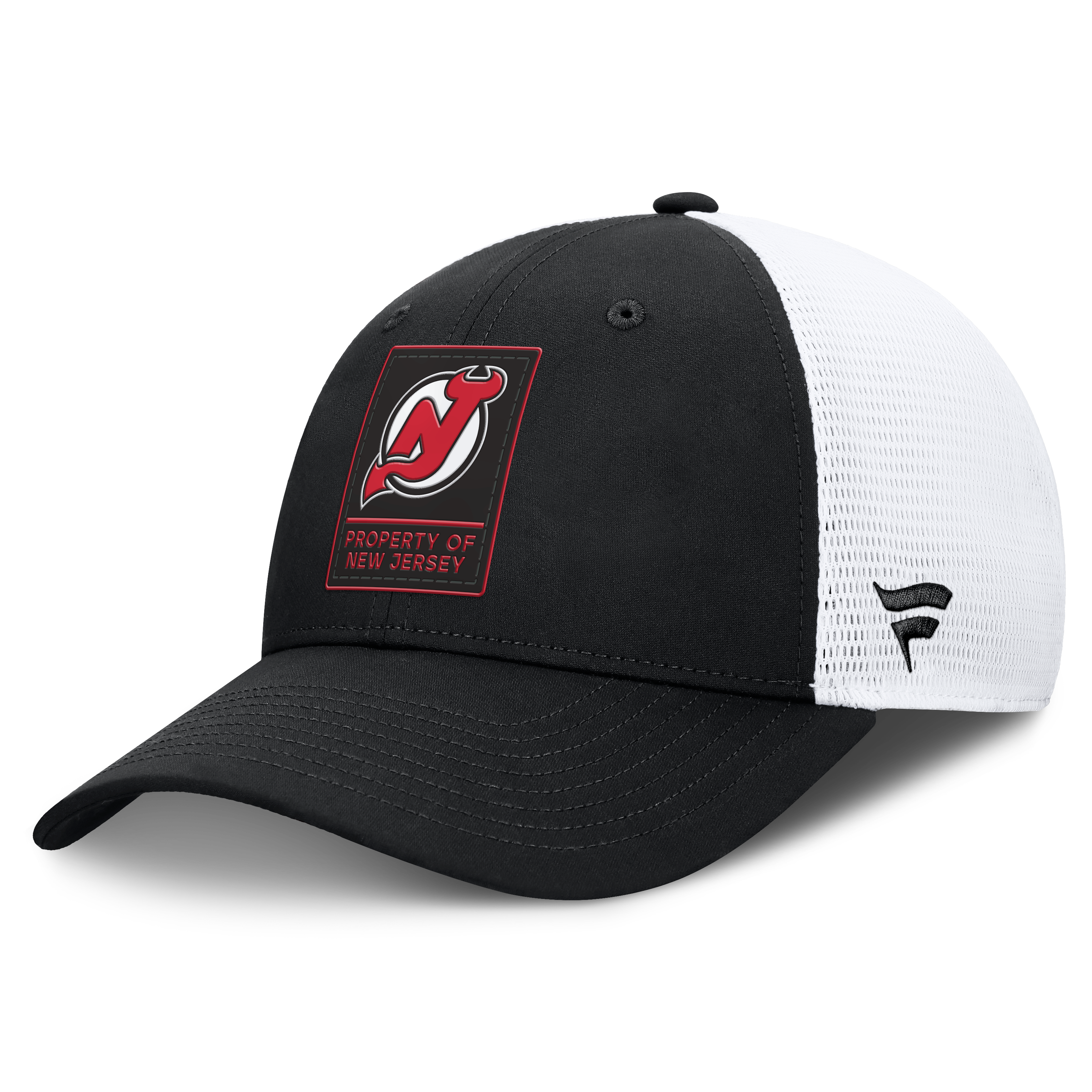 Men's Fanatics Black/White New Jersey Devils Authentic Pro Train Meshback Adjustable Hat