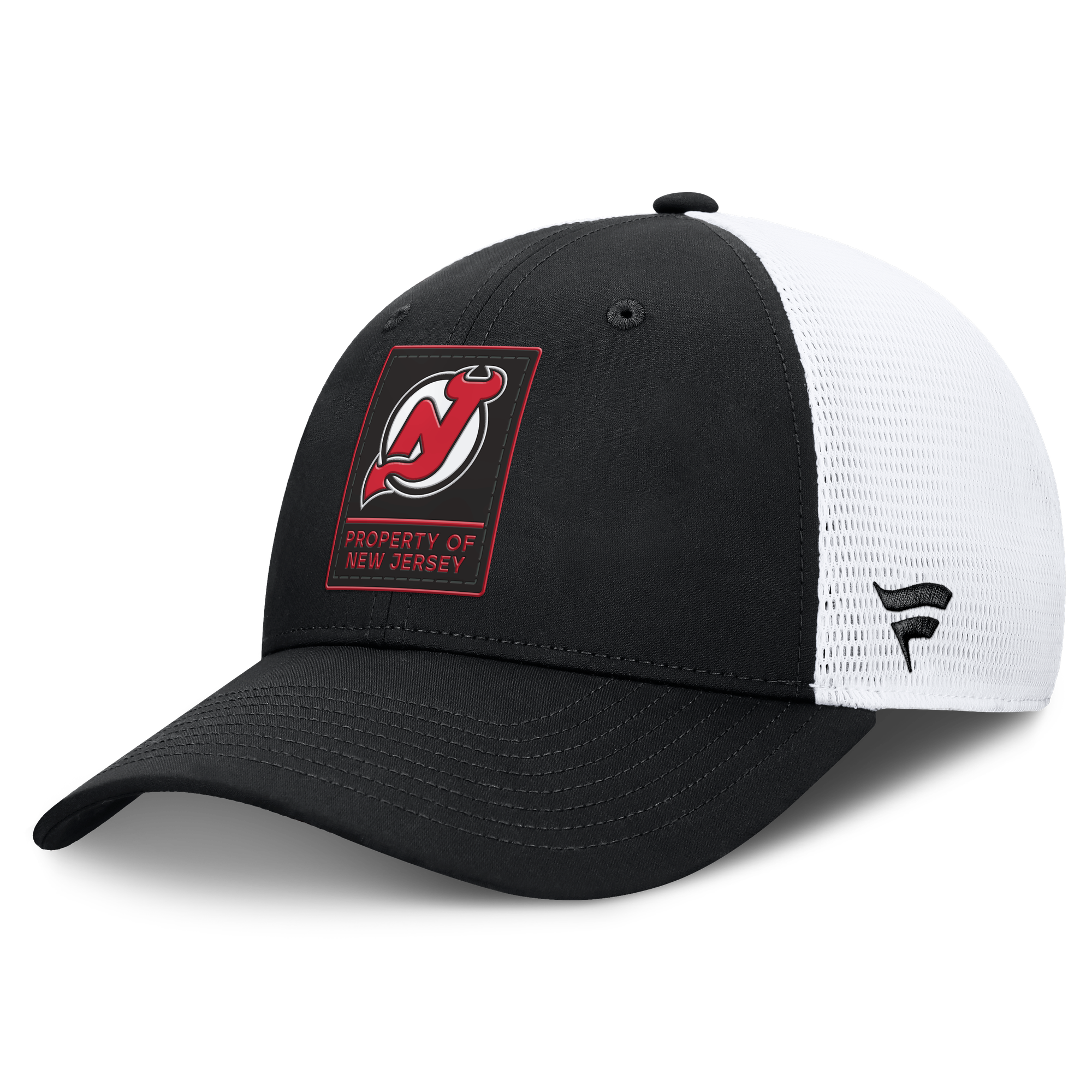 Men's Fanatics Black/White New Jersey Devils Authentic Pro Train Meshback Adjustable Hat