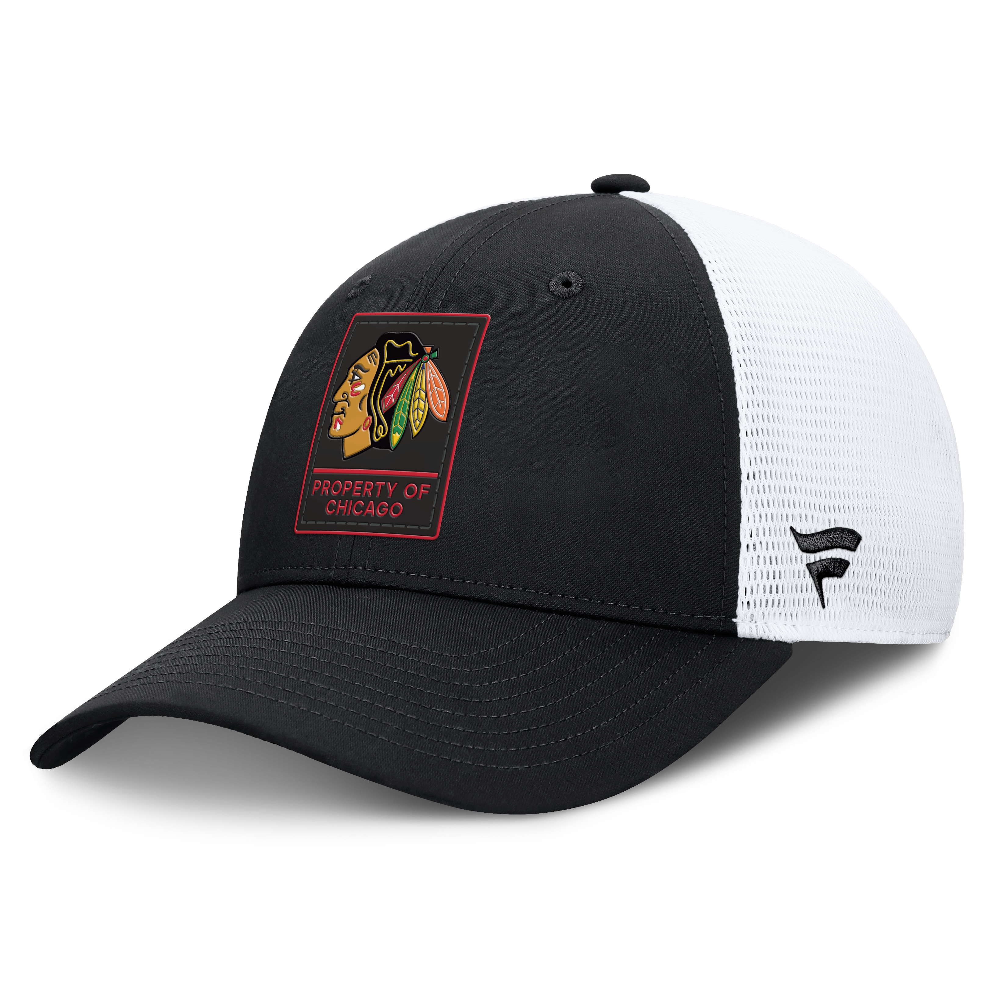 Men's Fanatics Black/White Chicago Blackhawks Authentic Pro Train Meshback Adjustable Hat