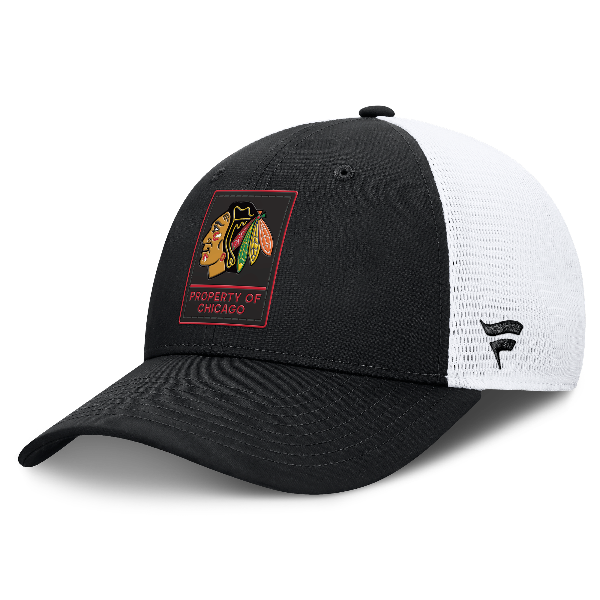 Men's Fanatics Black/White Chicago Blackhawks Authentic Pro Train Meshback Adjustable Hat