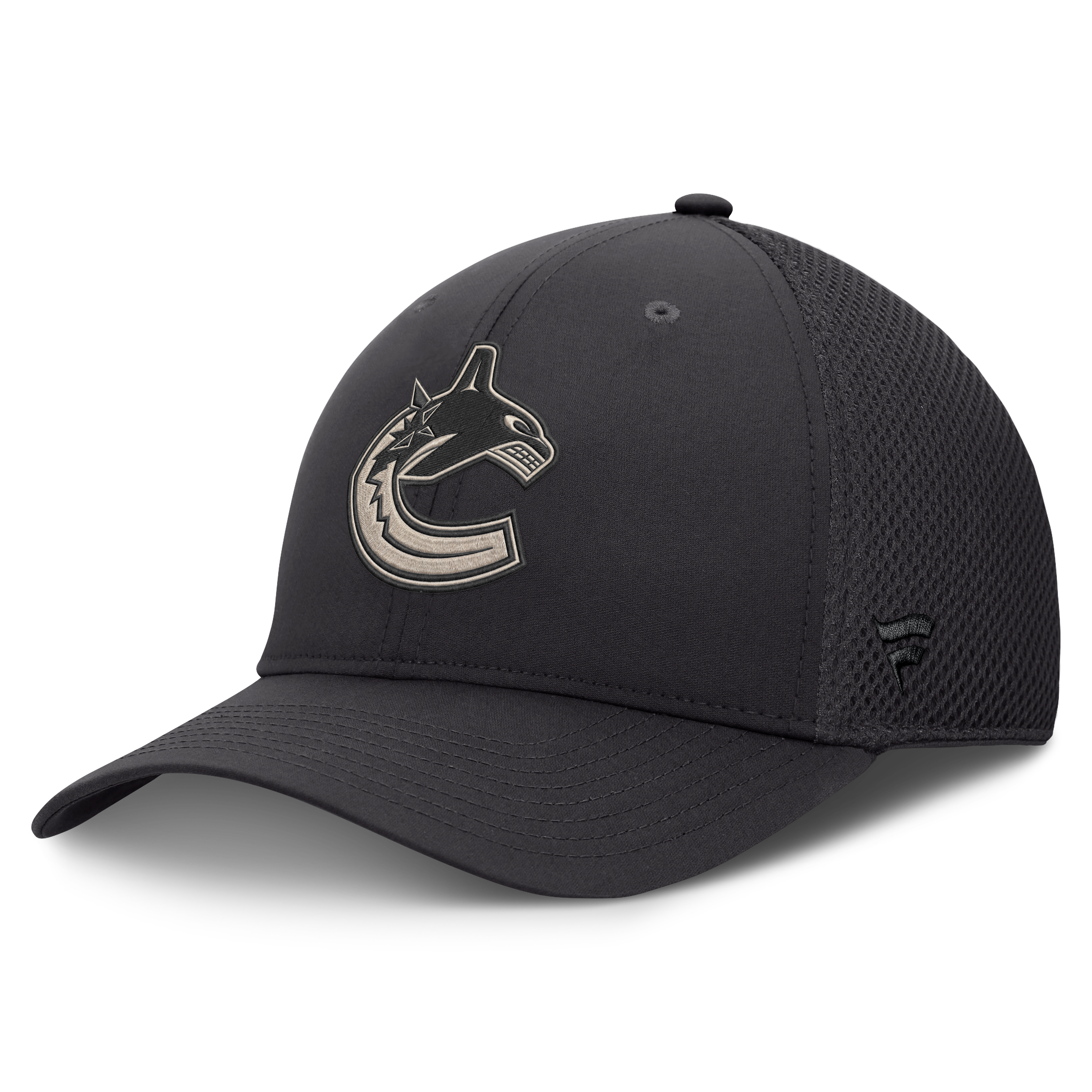 Men's Fanatics Charcoal Vancouver Canucks Road Meshback Stretch Hat