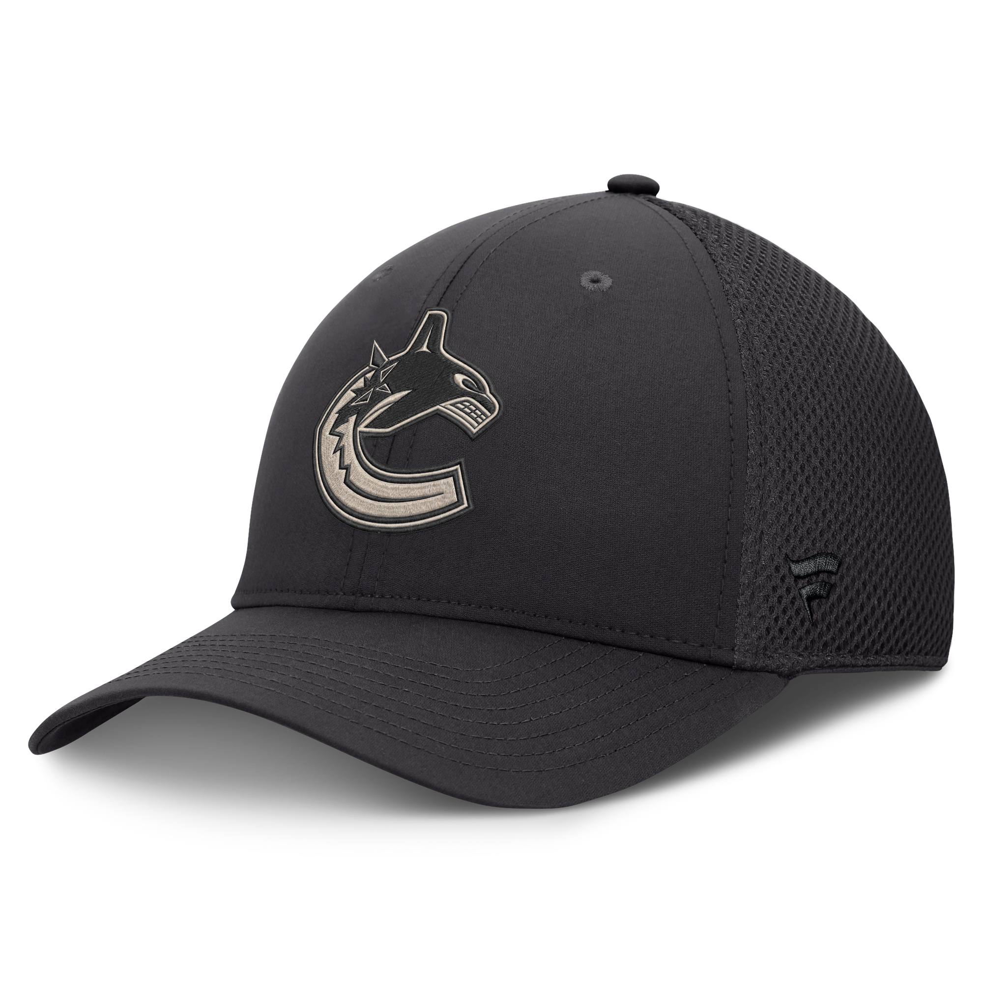 Men's Fanatics Charcoal Vancouver Canucks Road Meshback Stretch Hat