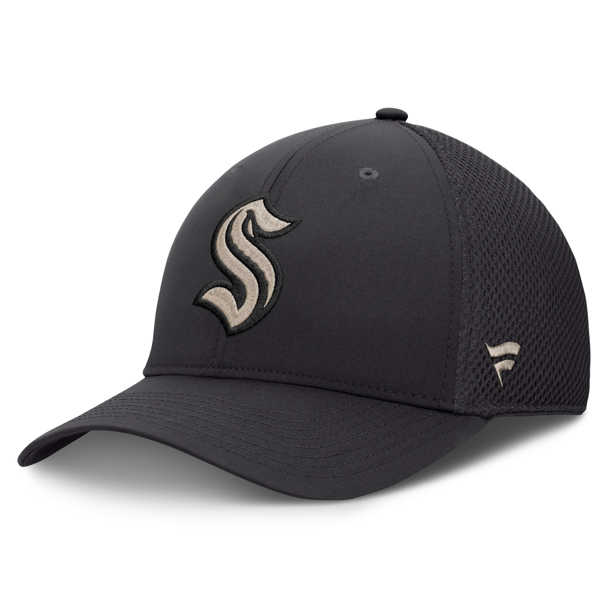 Men's Fanatics Charcoal Seattle Kraken Road Meshback Stretch Hat