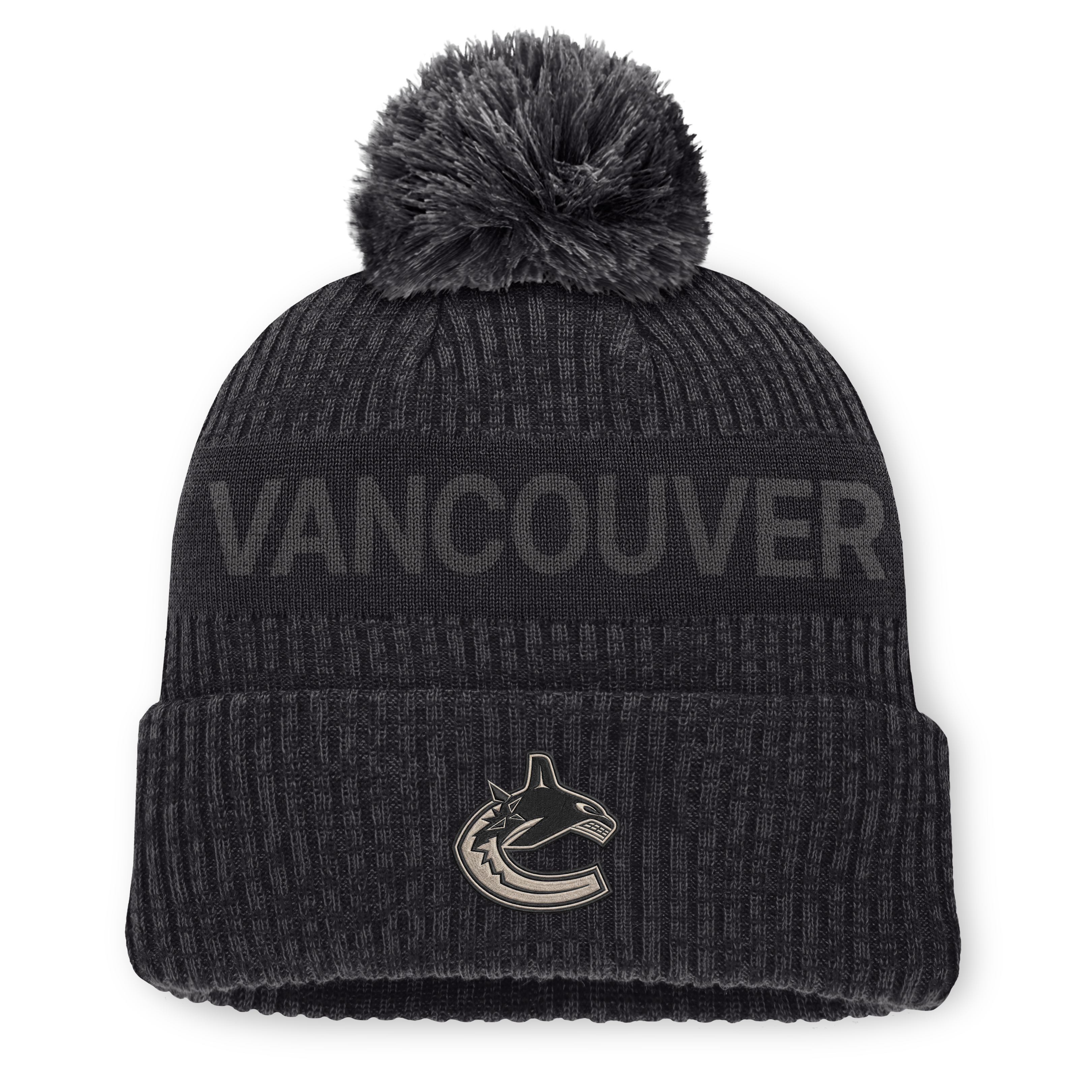 Men's Fanatics Charcoal Vancouver Canucks Road Phantom Cuffed Knit Hat with Pom