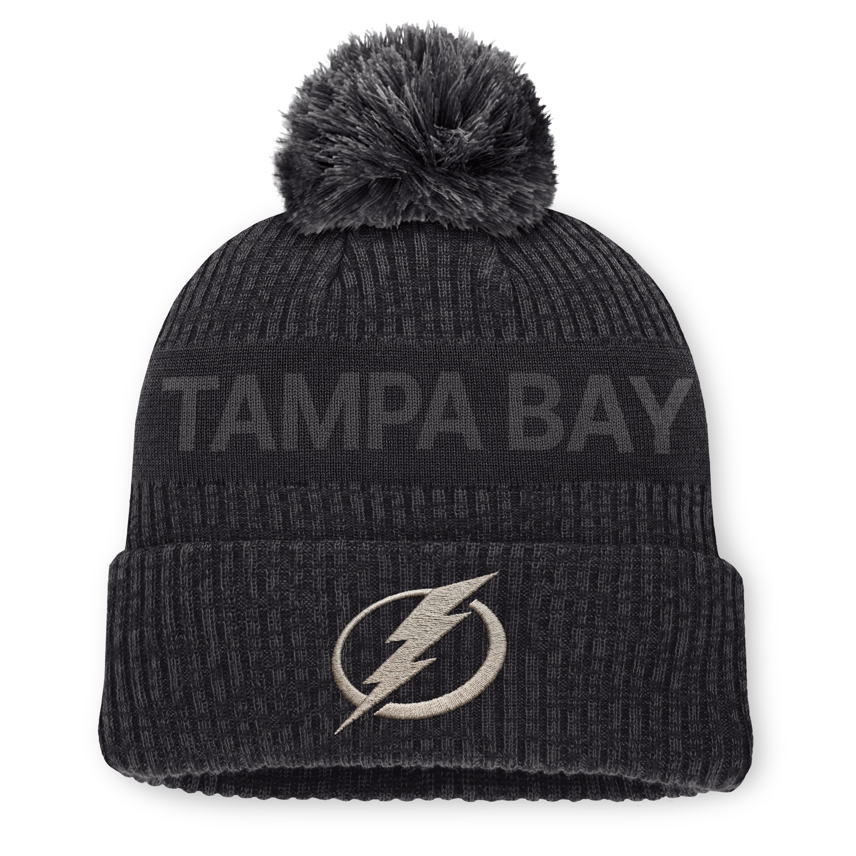 Men's Fanatics Charcoal Tampa Bay Lightning Road Phantom Cuffed Knit Hat with Pom