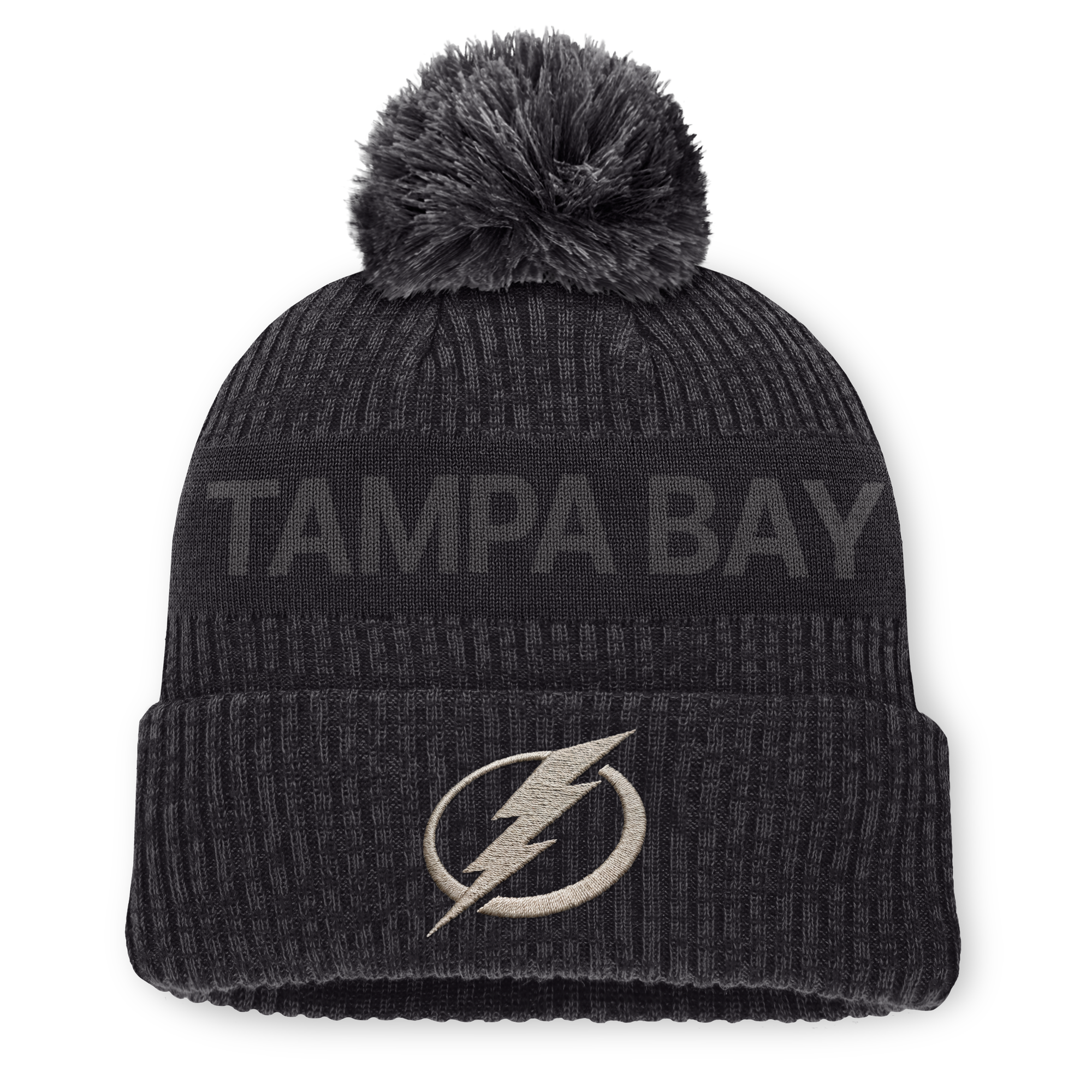 Men's Fanatics Charcoal Tampa Bay Lightning Road Phantom Cuffed Knit Hat with Pom