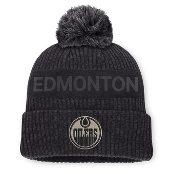 Men's Fanatics Charcoal Edmonton Oilers Road Phantom Cuffed Knit Hat with Pom