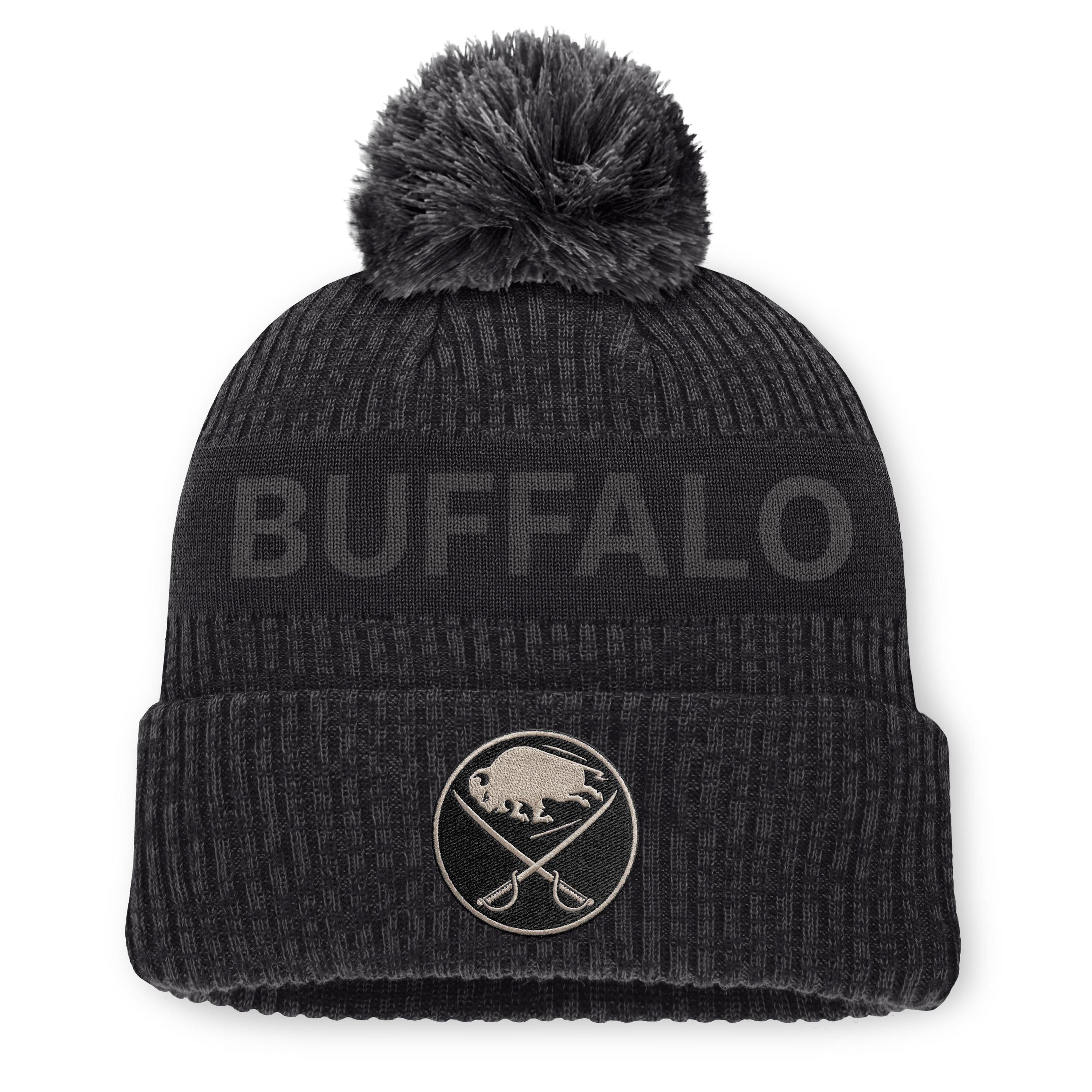 Men's Fanatics Charcoal Buffalo Sabres Road Phantom Cuffed Knit Hat with Pom