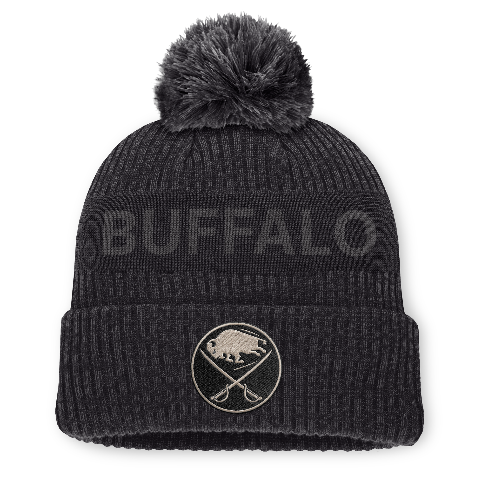Men's Fanatics Charcoal Buffalo Sabres Road Phantom Cuffed Knit Hat with Pom