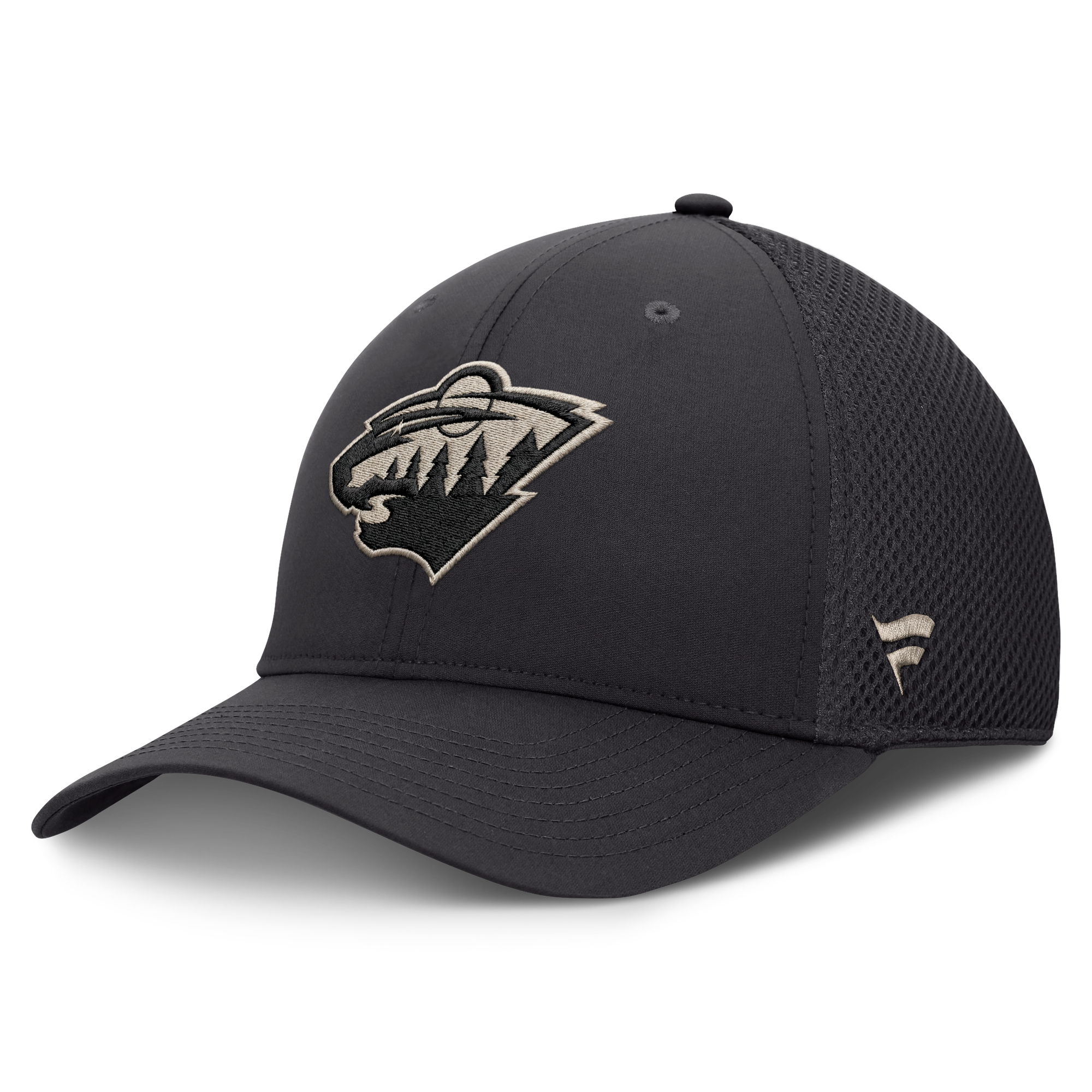 Men's Fanatics Charcoal Minnesota Wild Road Meshback Stretch Hat