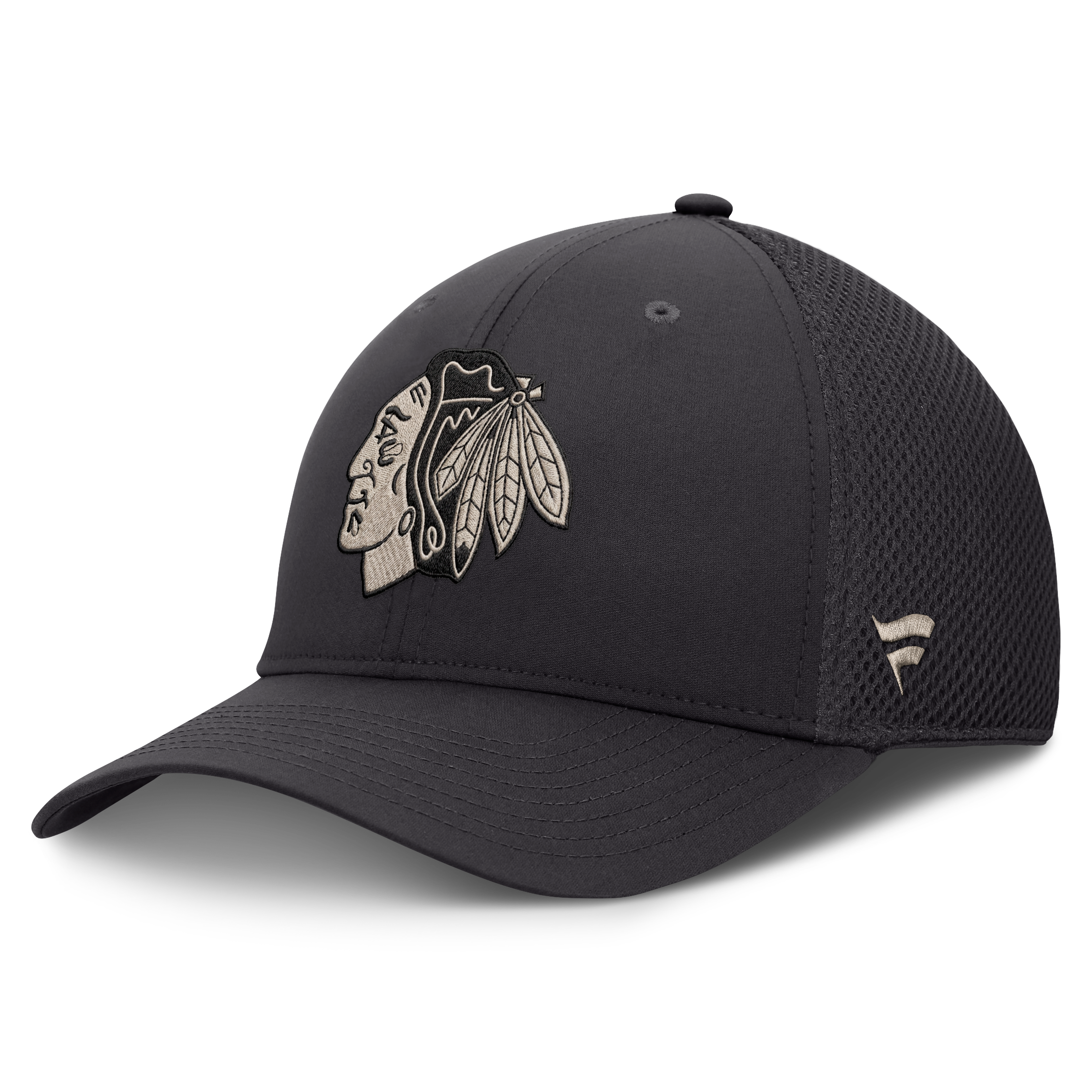 Men's Fanatics Charcoal Chicago Blackhawks Road Meshback Stretch Hat