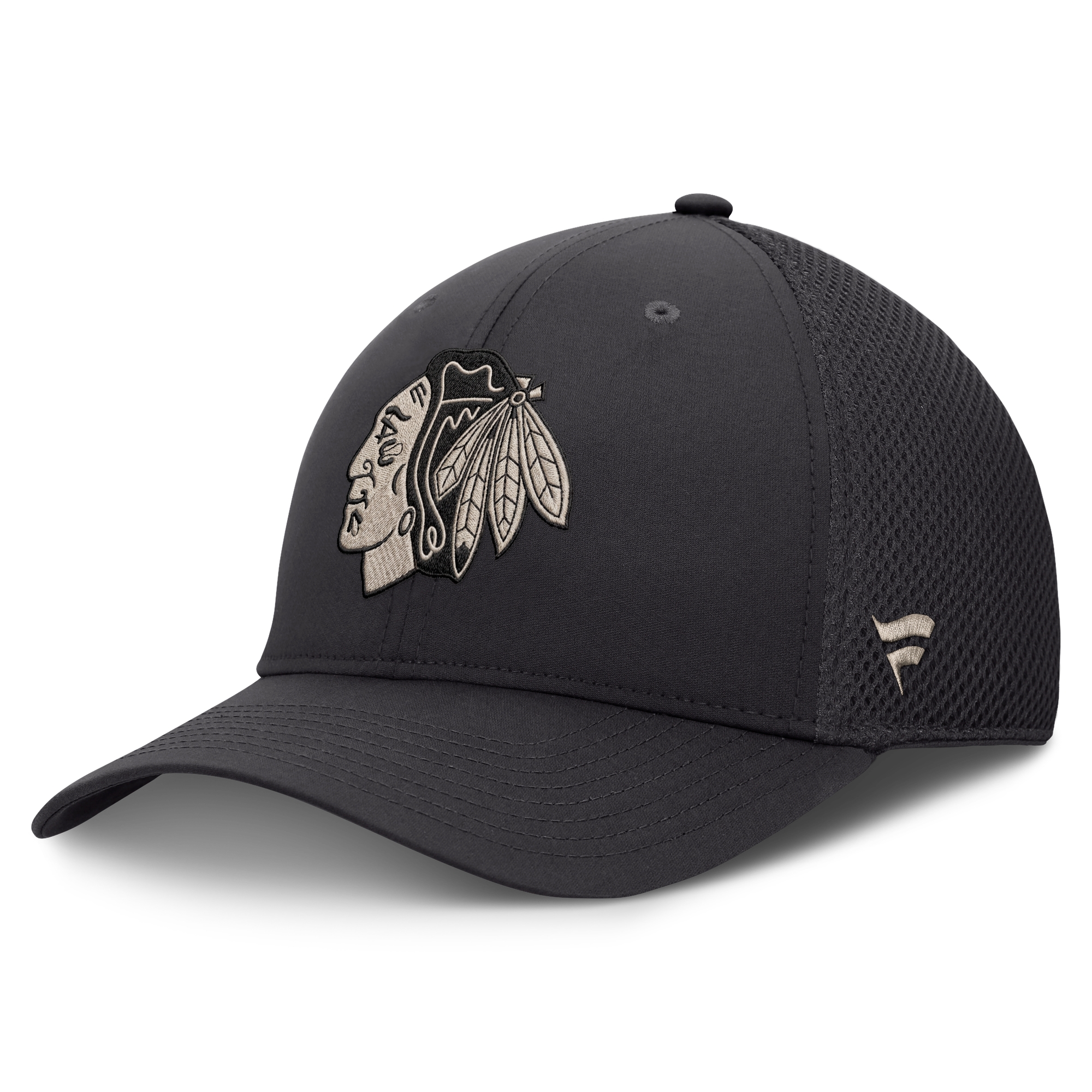 Men's Fanatics Charcoal Chicago Blackhawks Road Meshback Stretch Hat