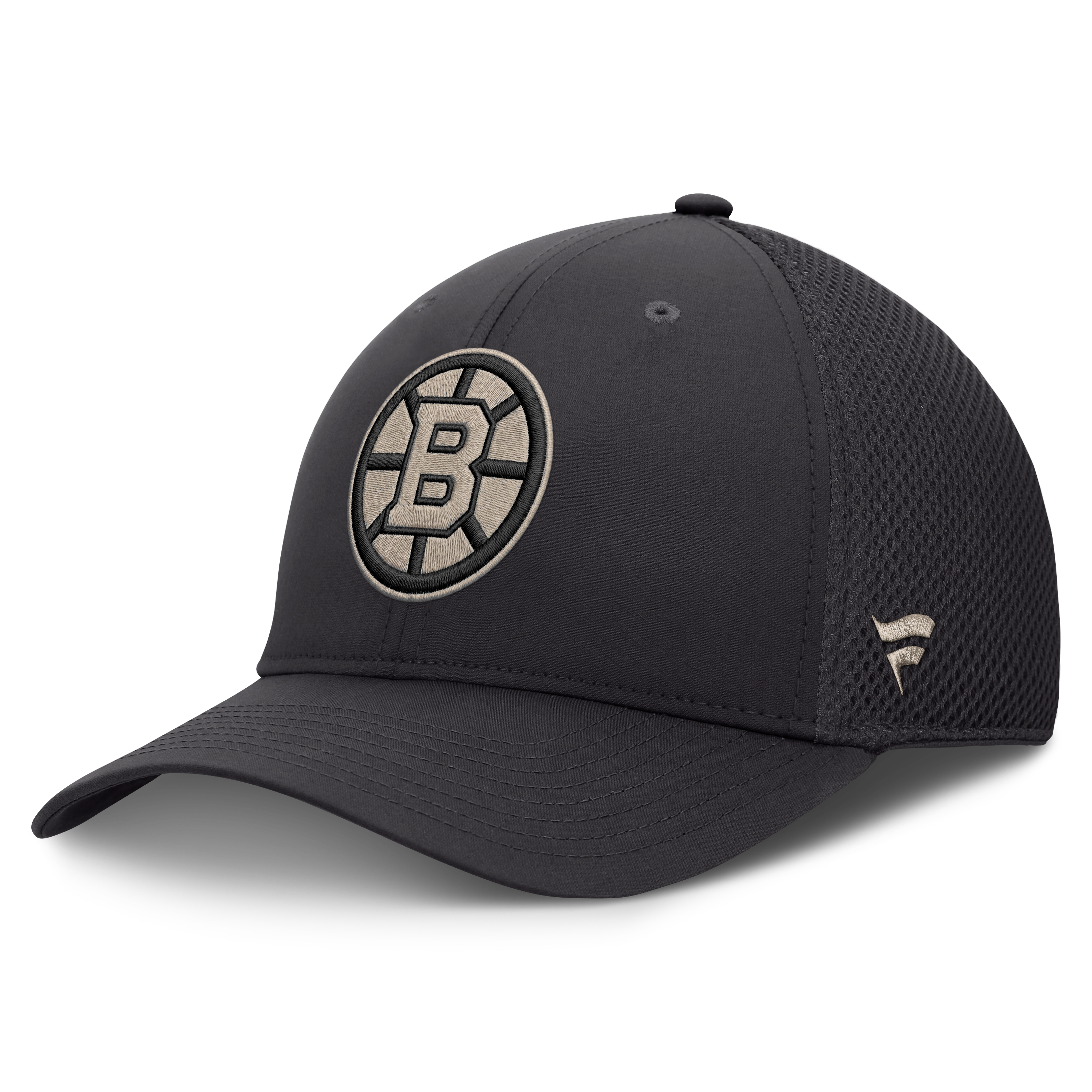 Men's Fanatics Charcoal Boston Bruins Road Meshback Stretch Hat