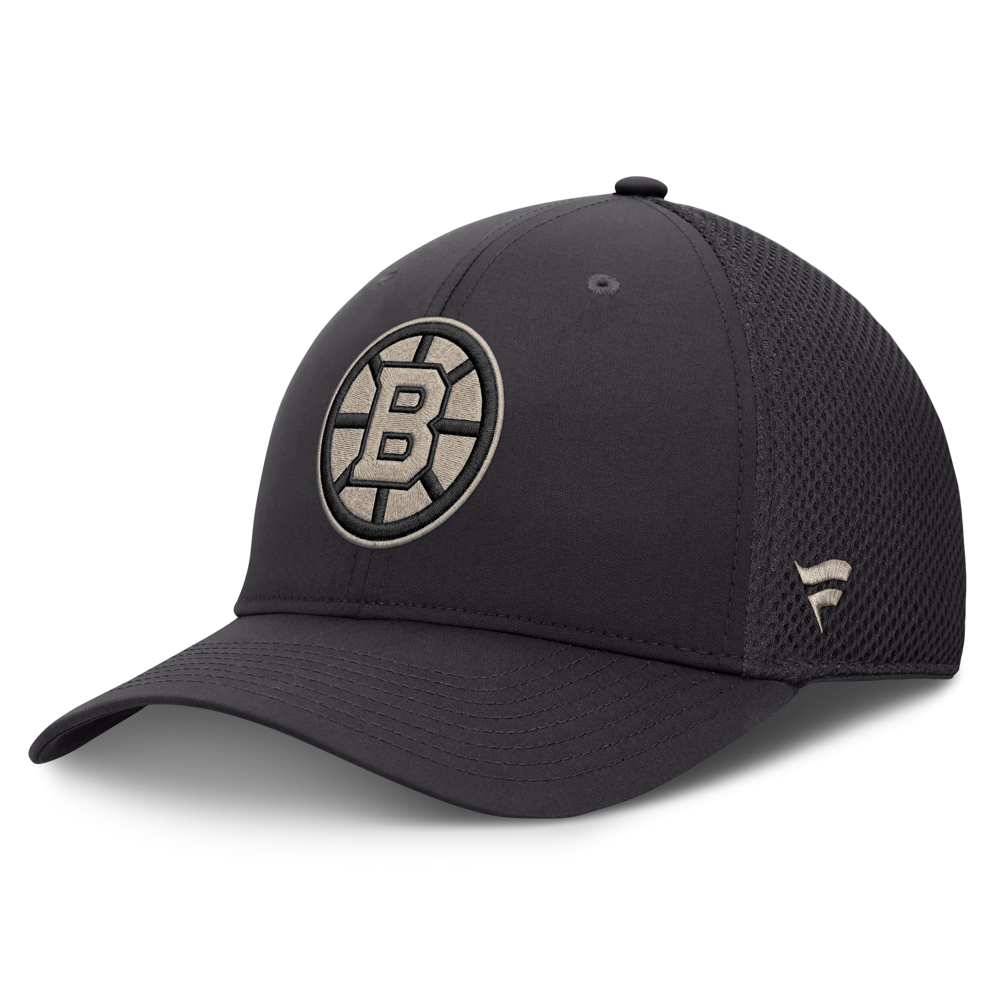 Men's Fanatics Charcoal Boston Bruins Road Meshback Stretch Hat