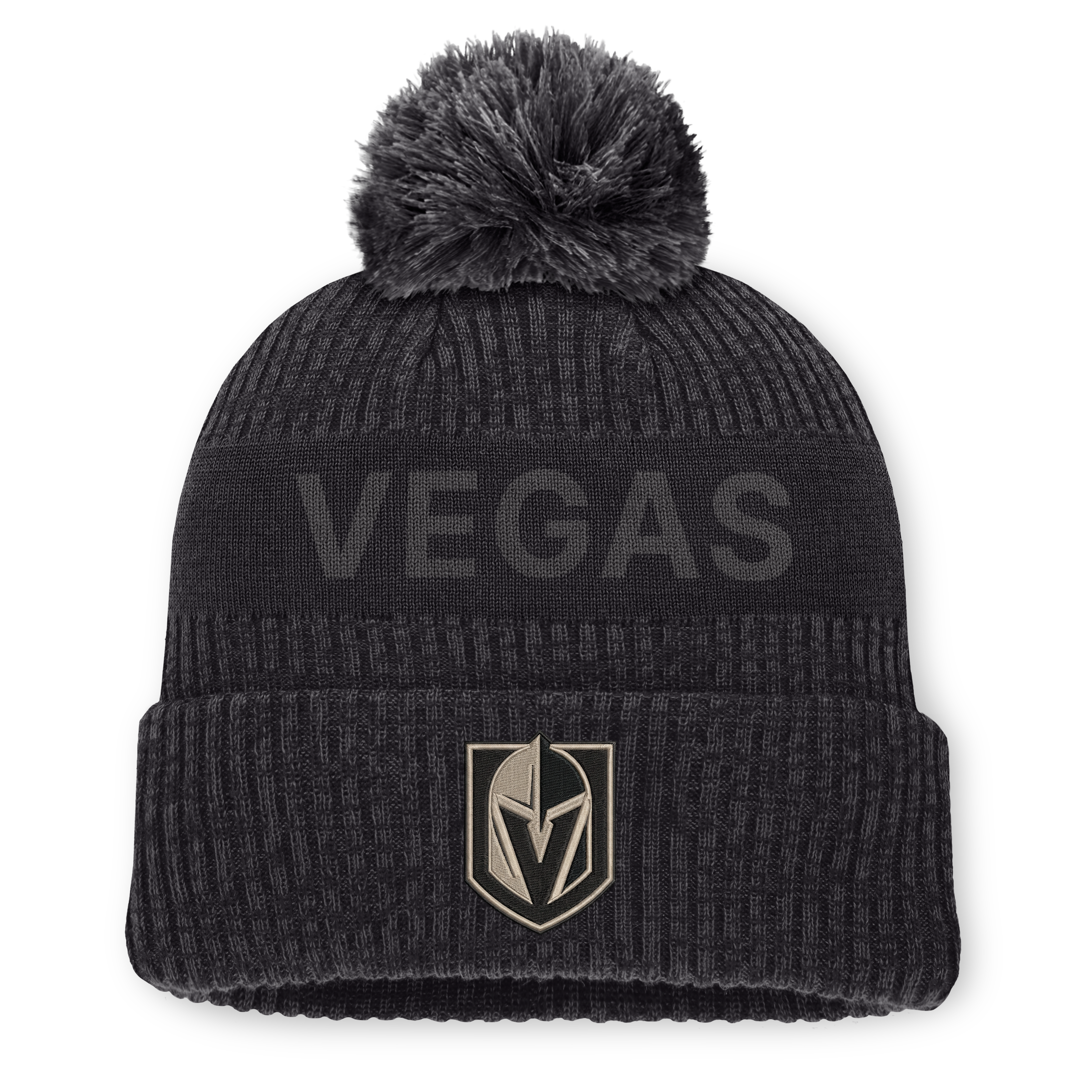 Men's Fanatics Charcoal Vegas Golden Knights Road Phantom Cuffed Knit Hat with Pom