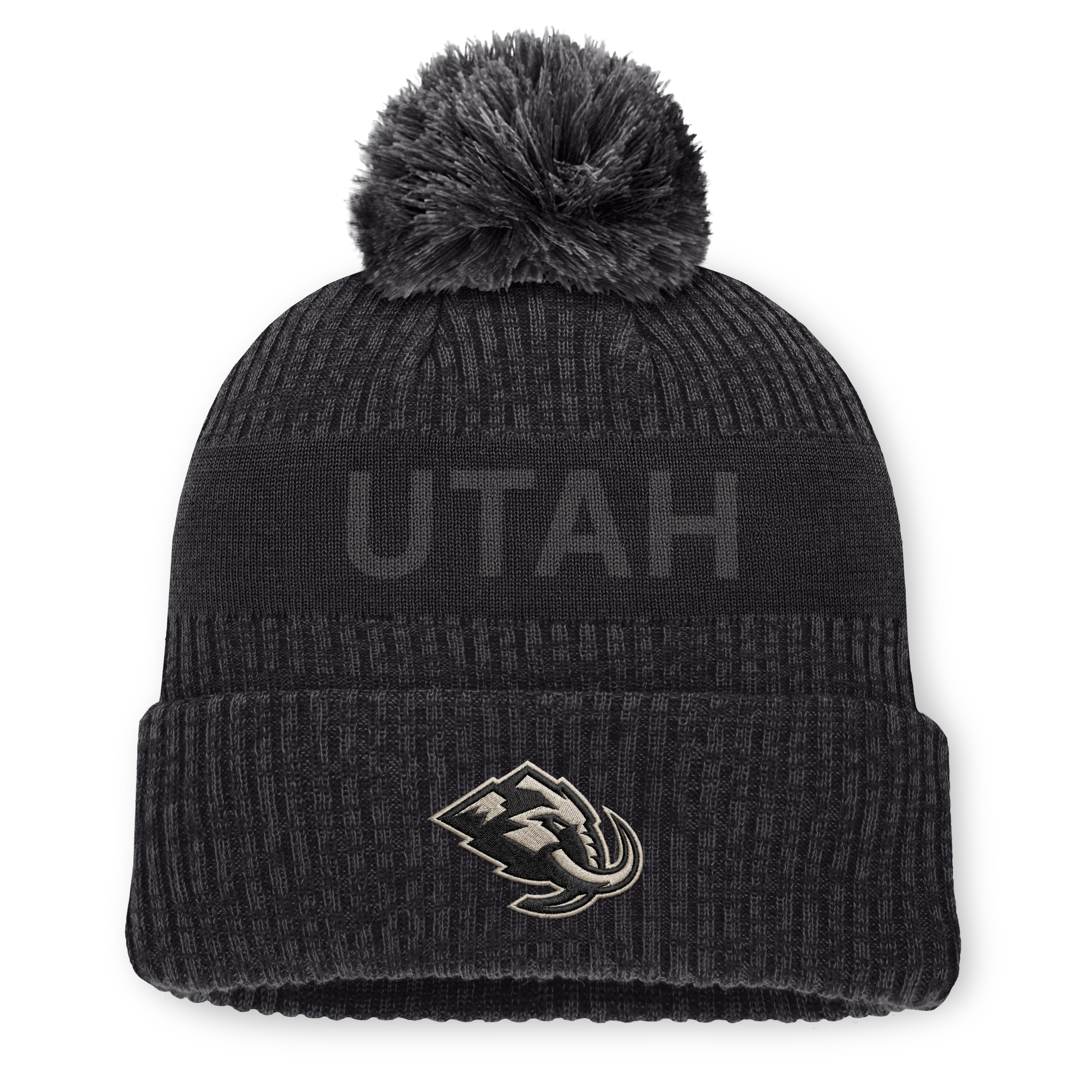 Men's Fanatics Charcoal Utah Mammoth Road Phantom Cuffed Knit Hat with Pom