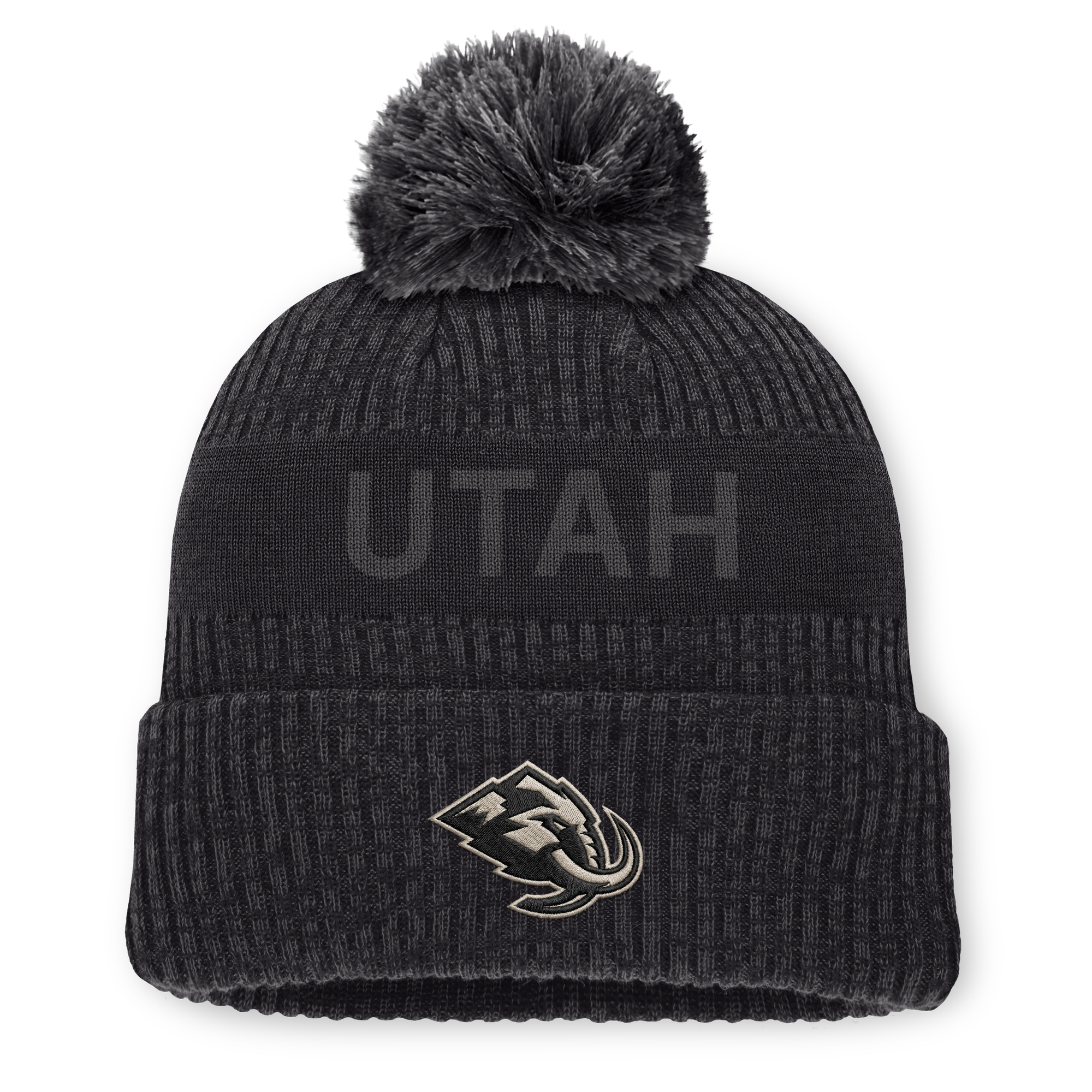 Men's Fanatics Charcoal Utah Mammoth Road Phantom Cuffed Knit Hat with Pom