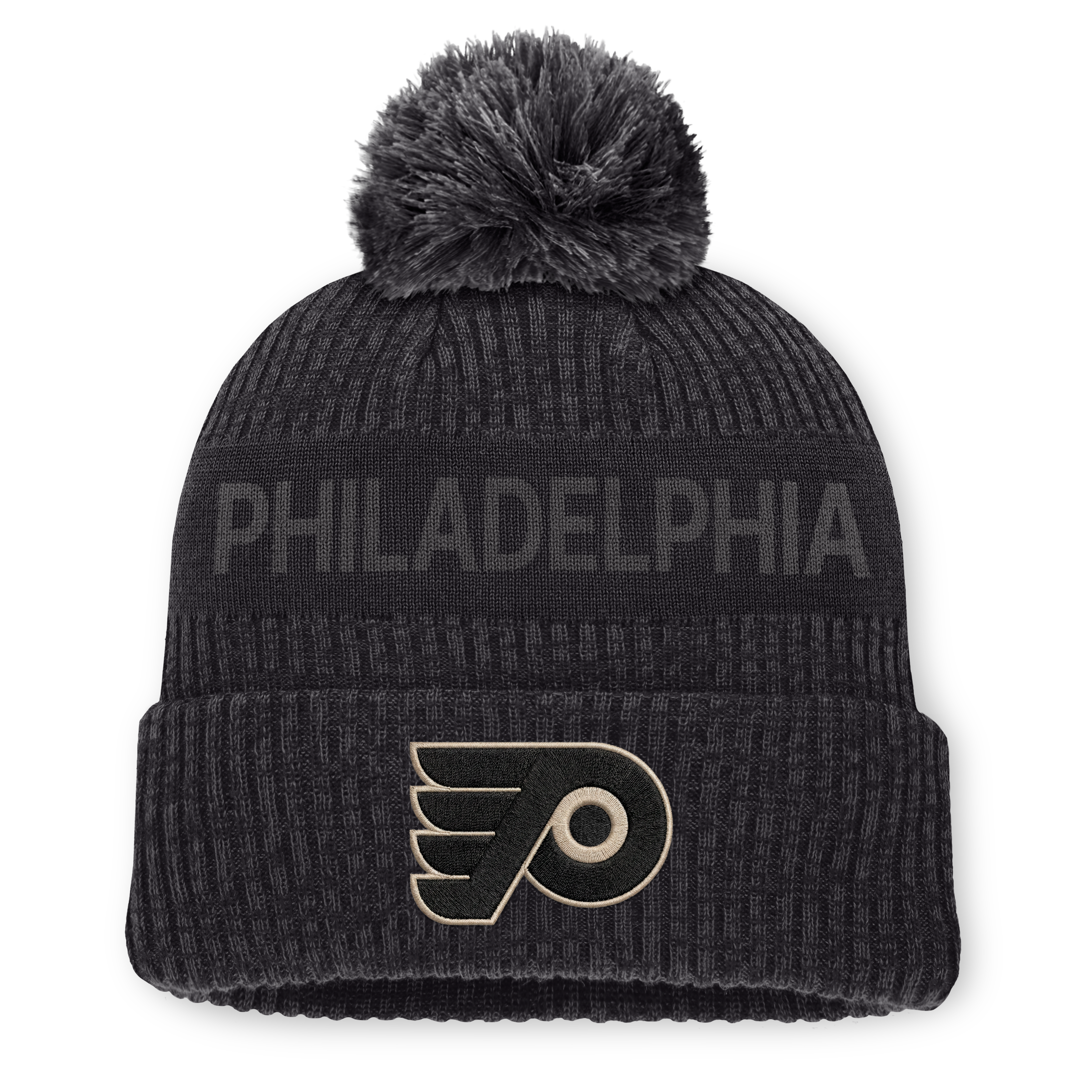 Men's Fanatics Charcoal Philadelphia Flyers Road Phantom Cuffed Knit Hat with Pom