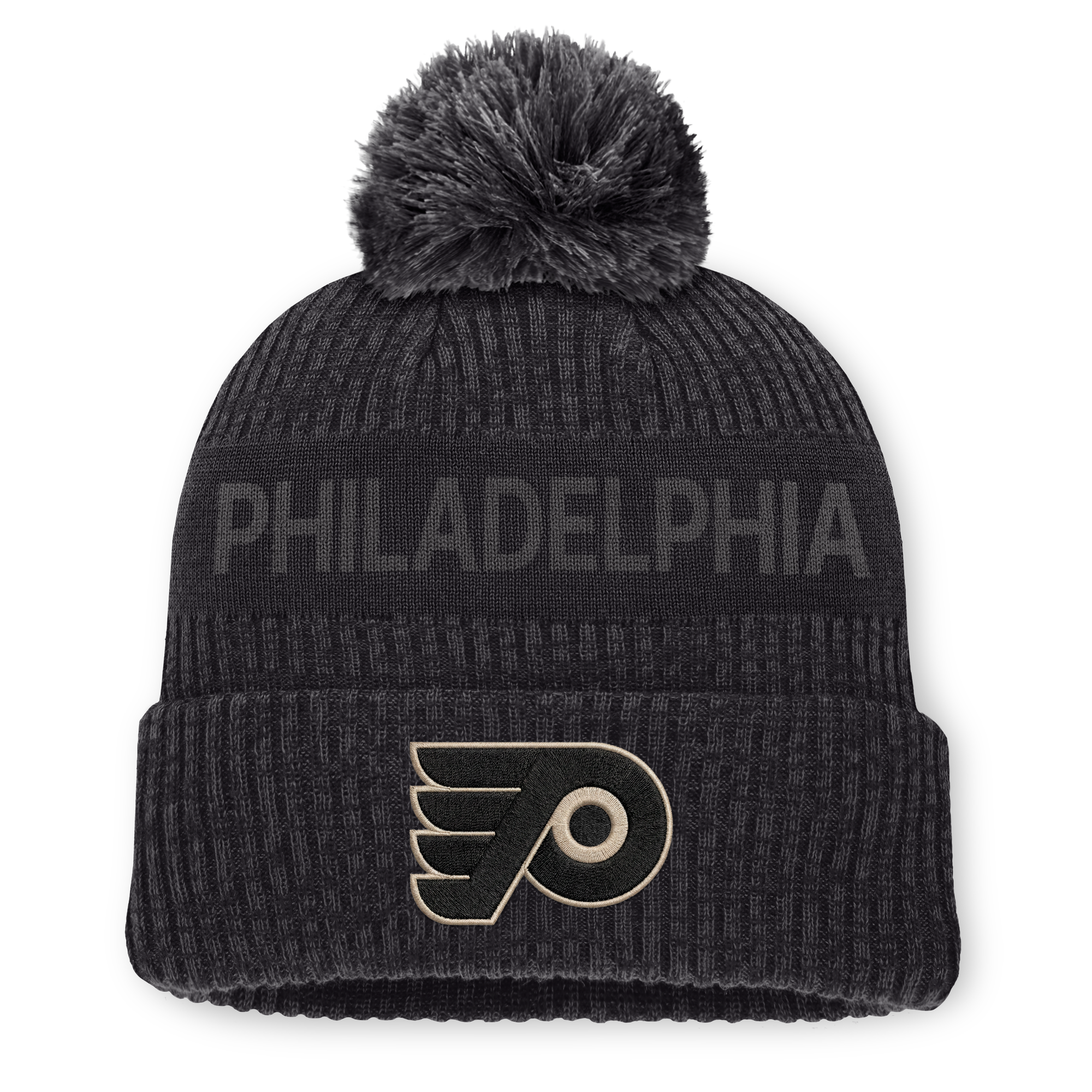 Men's Fanatics Charcoal Philadelphia Flyers Road Phantom Cuffed Knit Hat with Pom