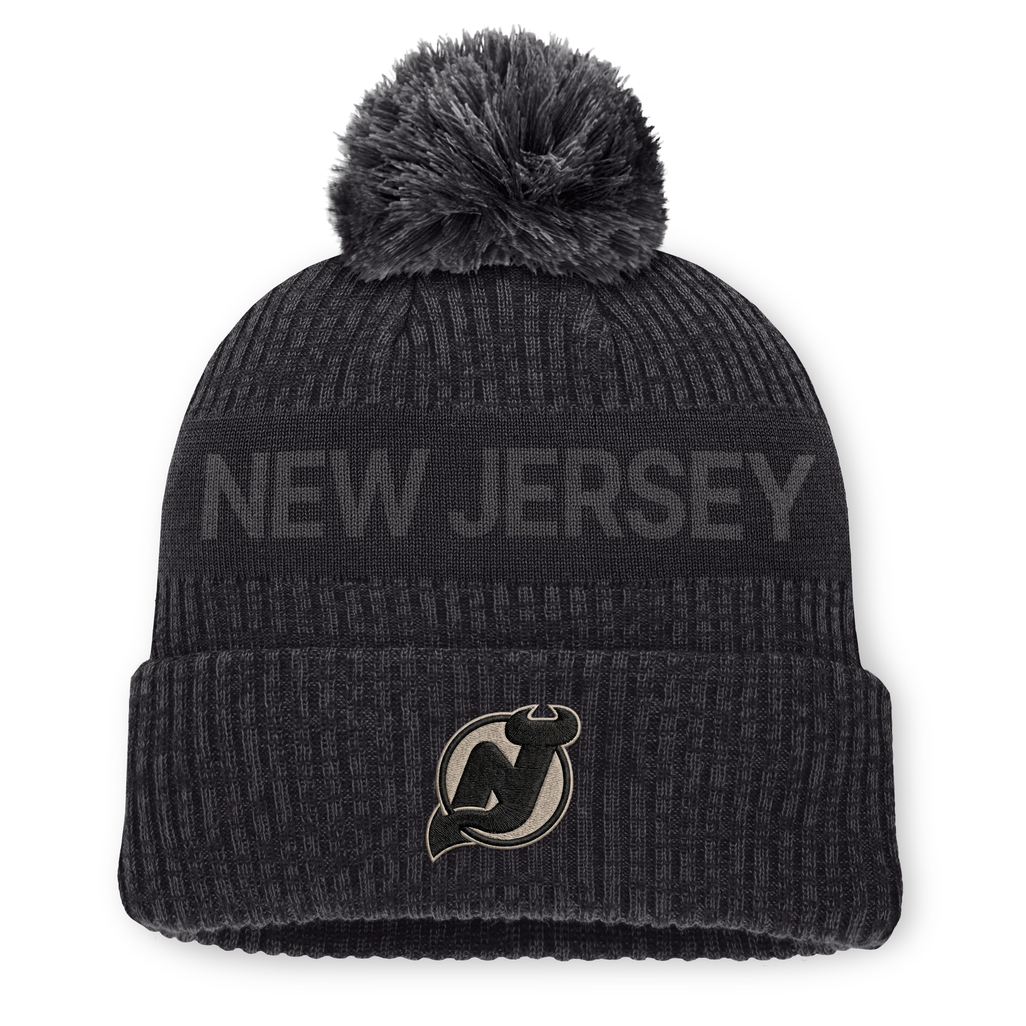 Men's Fanatics Charcoal New Jersey Devils Road Phantom Cuffed Knit Hat with Pom