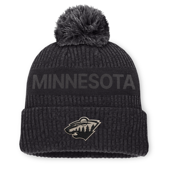 Men's Fanatics Charcoal Minnesota Wild Road Phantom Cuffed Knit Hat with Pom