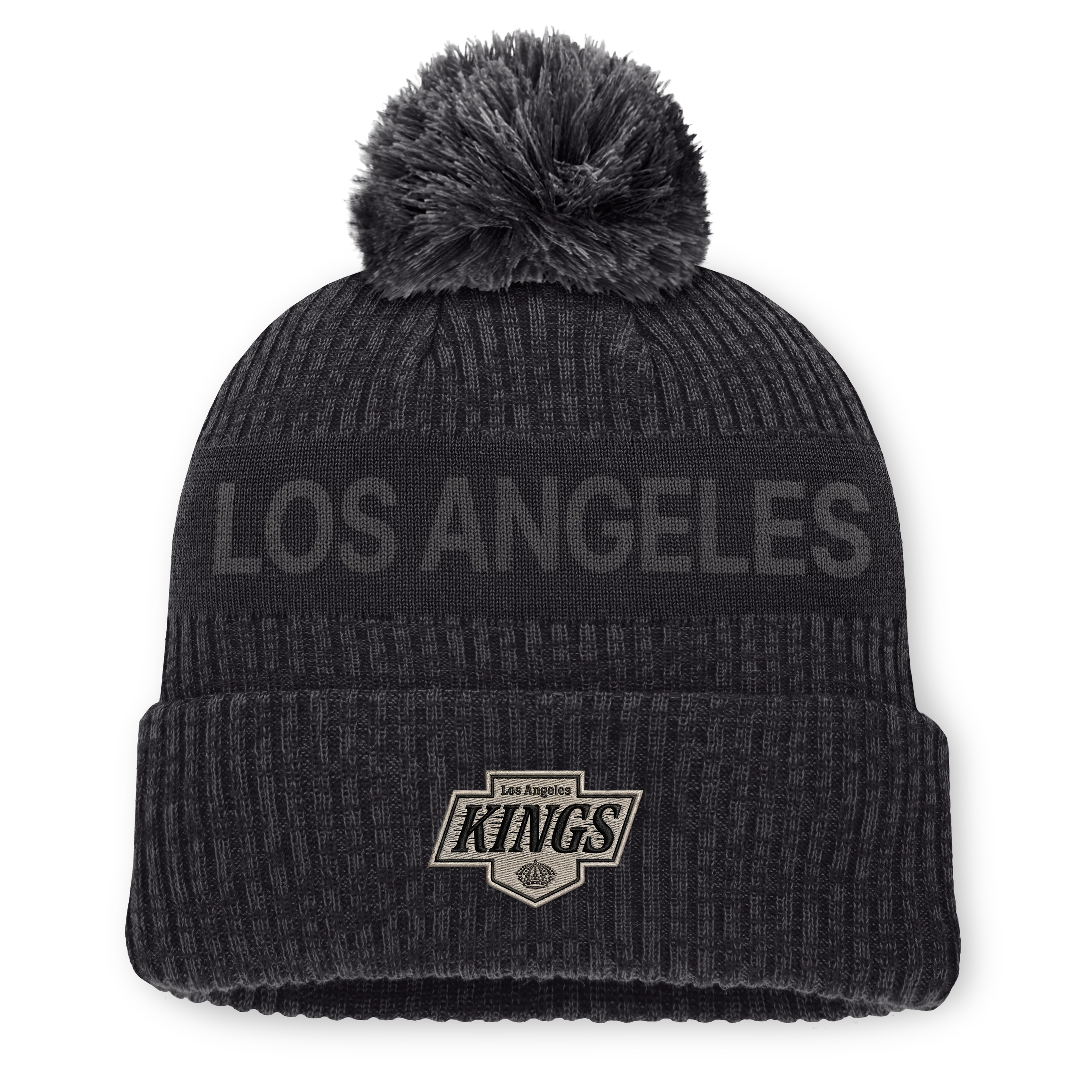 Men's Fanatics Charcoal Los Angeles Kings Road Phantom Cuffed Knit Hat with Pom
