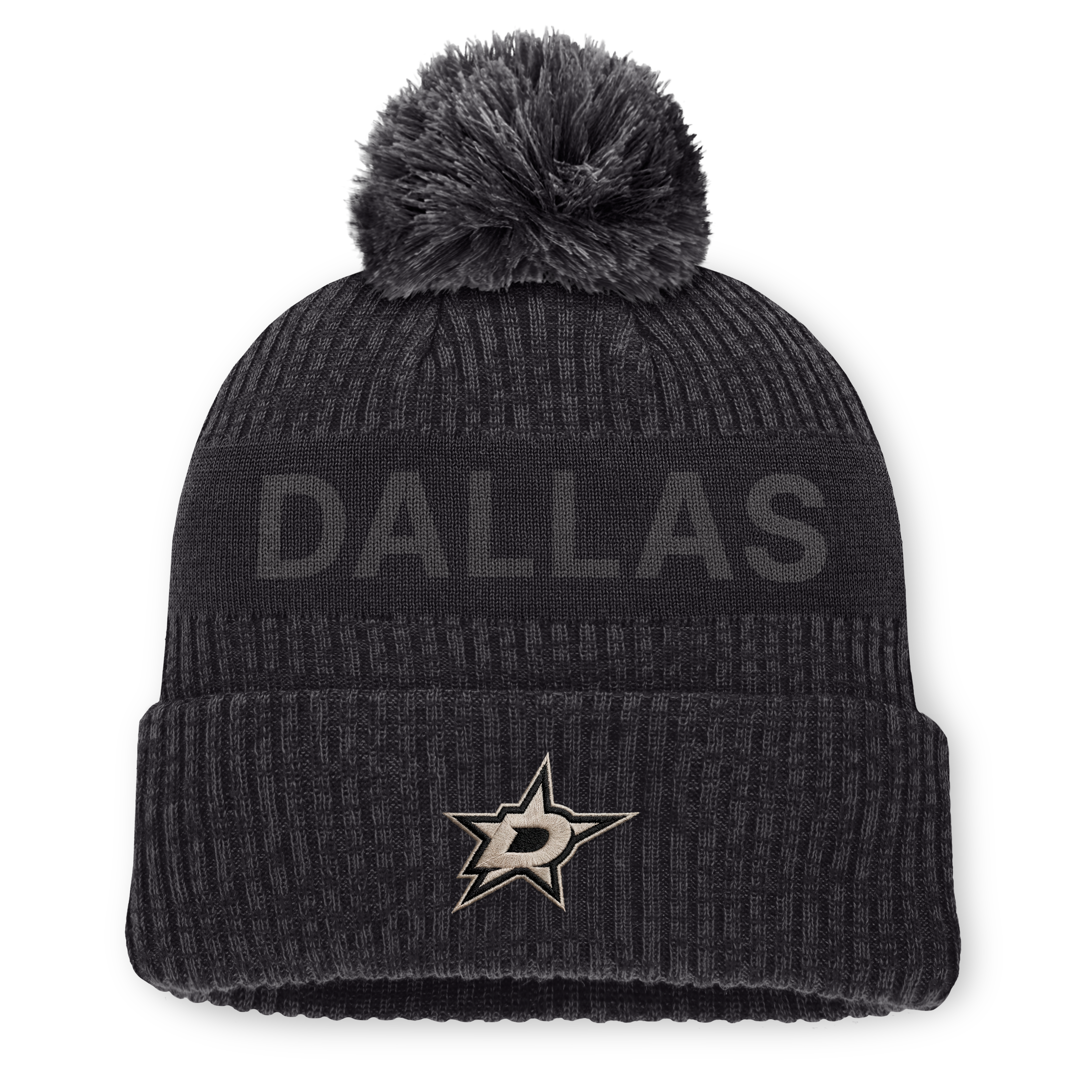 Men's Fanatics Charcoal Dallas Stars Road Phantom Cuffed Knit Hat with Pom