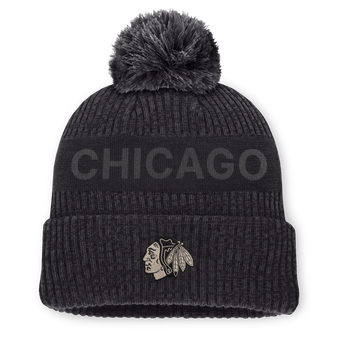Men's Fanatics Charcoal Chicago Blackhawks Road Phantom Cuffed Knit Hat with Pom