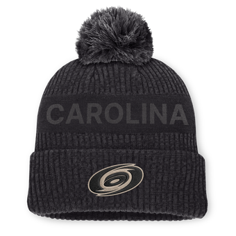 Men's Fanatics Charcoal Carolina Hurricanes Road Phantom Cuffed Knit Hat with Pom