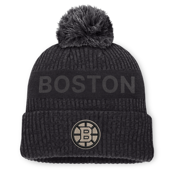 Men's Fanatics Charcoal Boston Bruins Road Phantom Cuffed Knit Hat with Pom