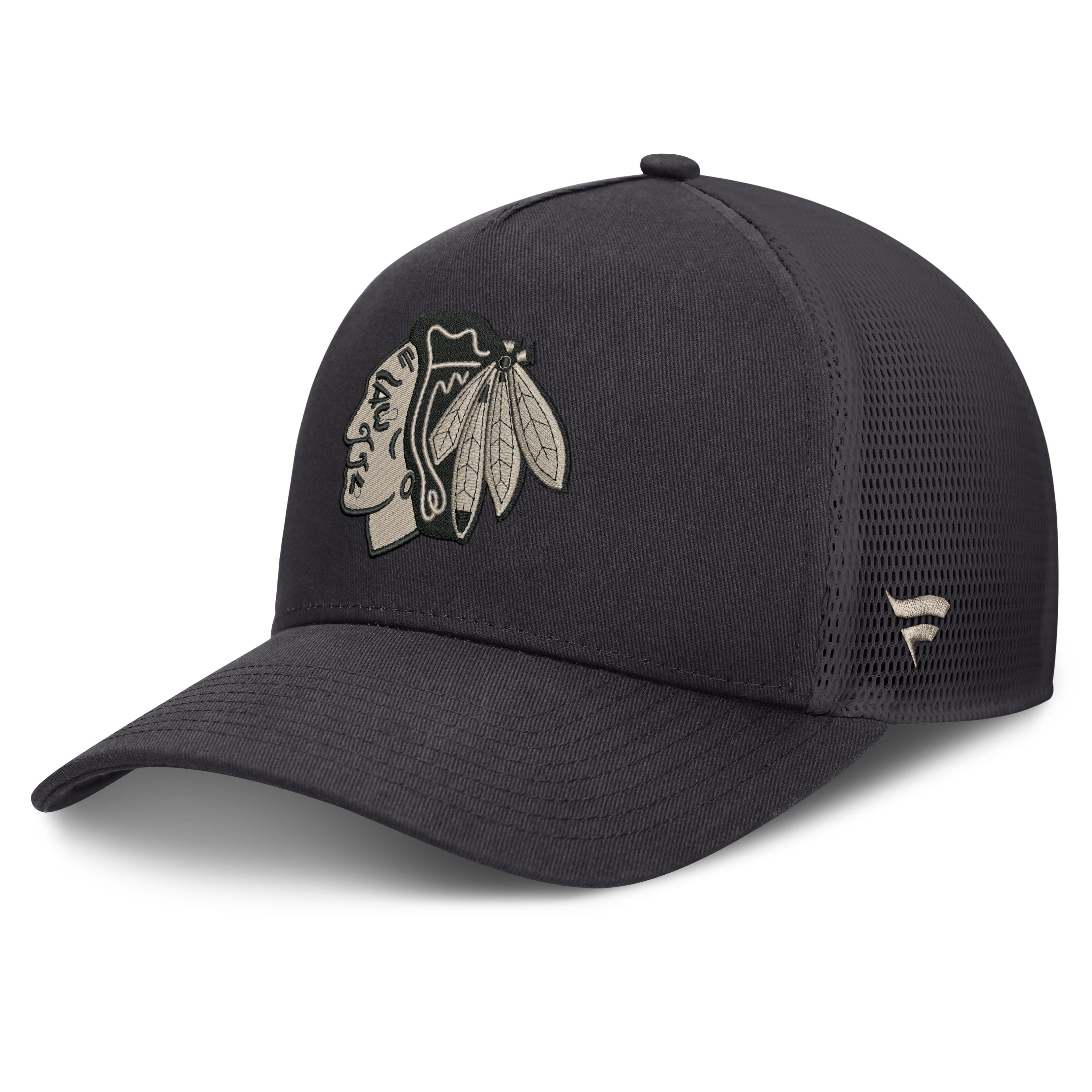 Men's Fanatics Charcoal Chicago Blackhawks Road Soft Wash A-Frame Meshback Hat