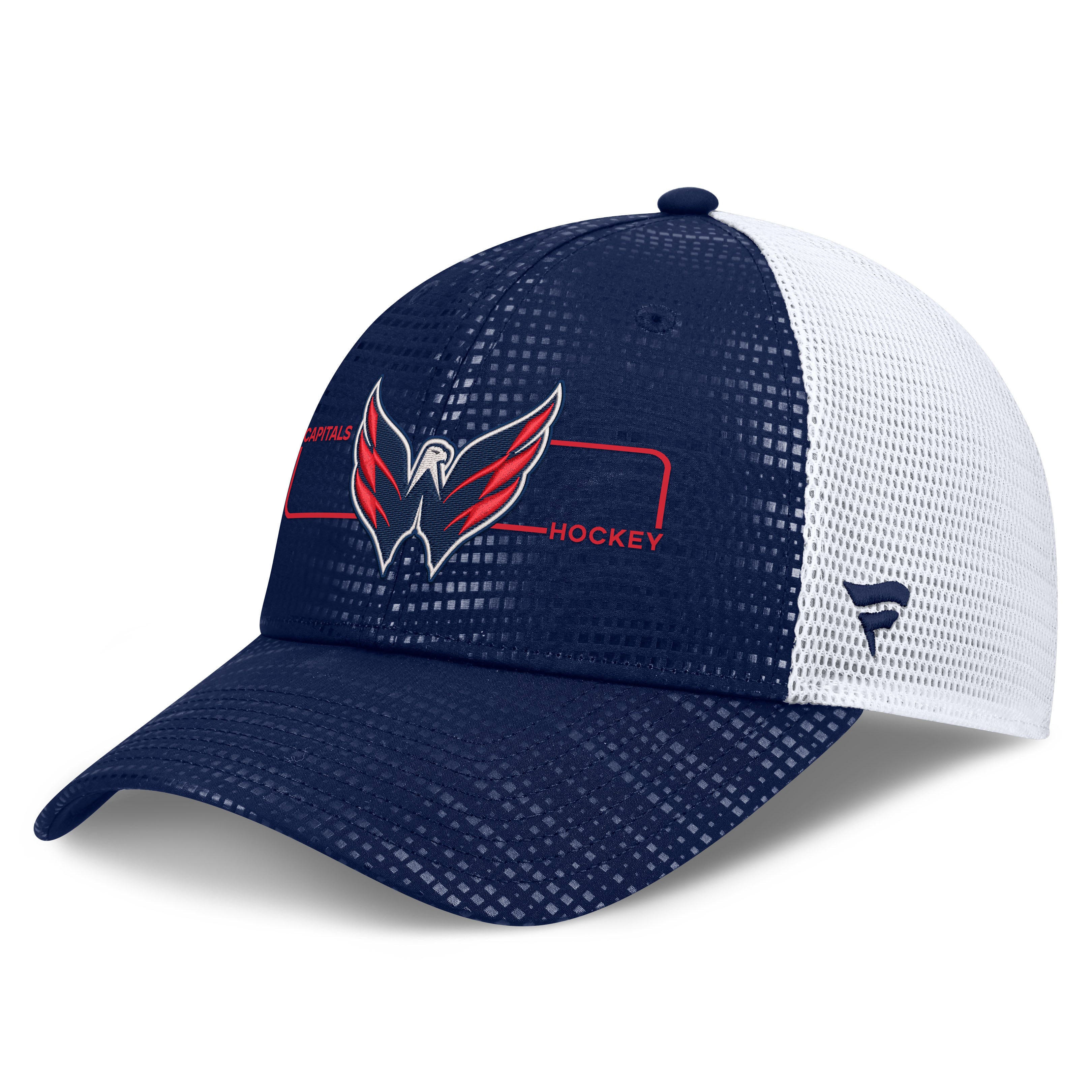 Men's Fanatics Navy Washington Capitals Authentic Pro Rink Boxed Logo Trucker Hat